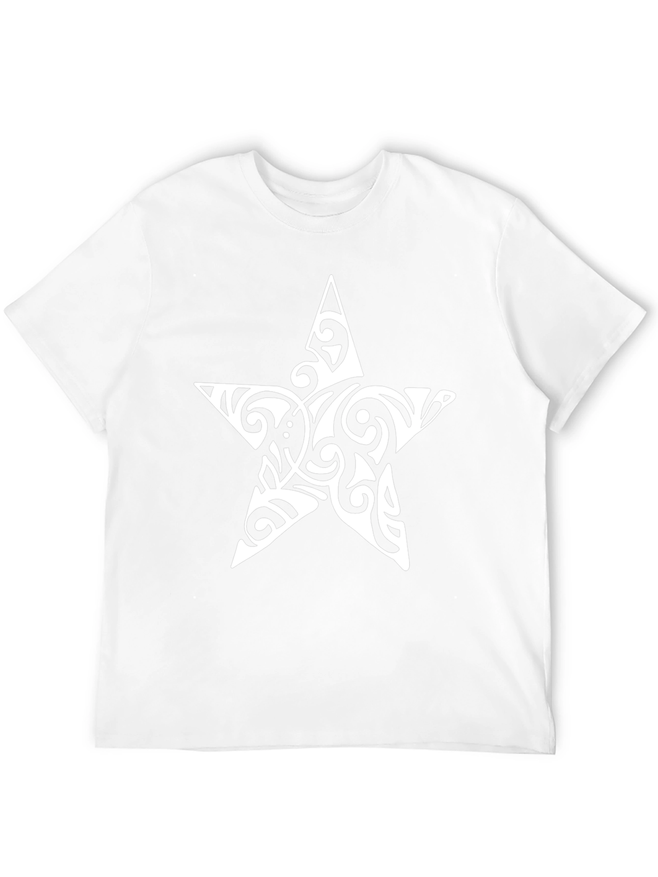 Tribal Star Graphic Tee - Black Cotton Casual Top