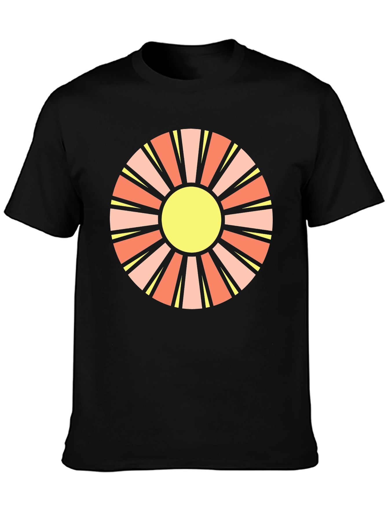 Retro Sun Graphic Black T-Shirt