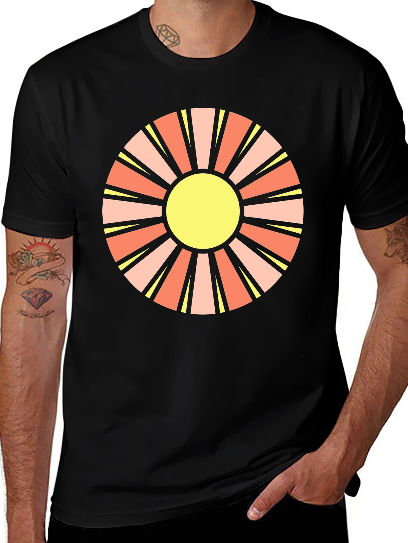 Retro Sun Graphic Black T-Shirt