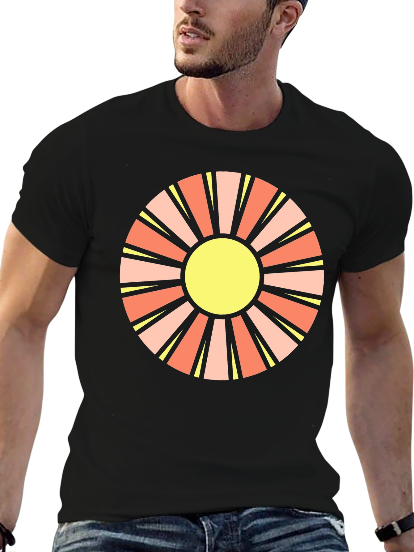 Retro Sun Graphic Black T-Shirt