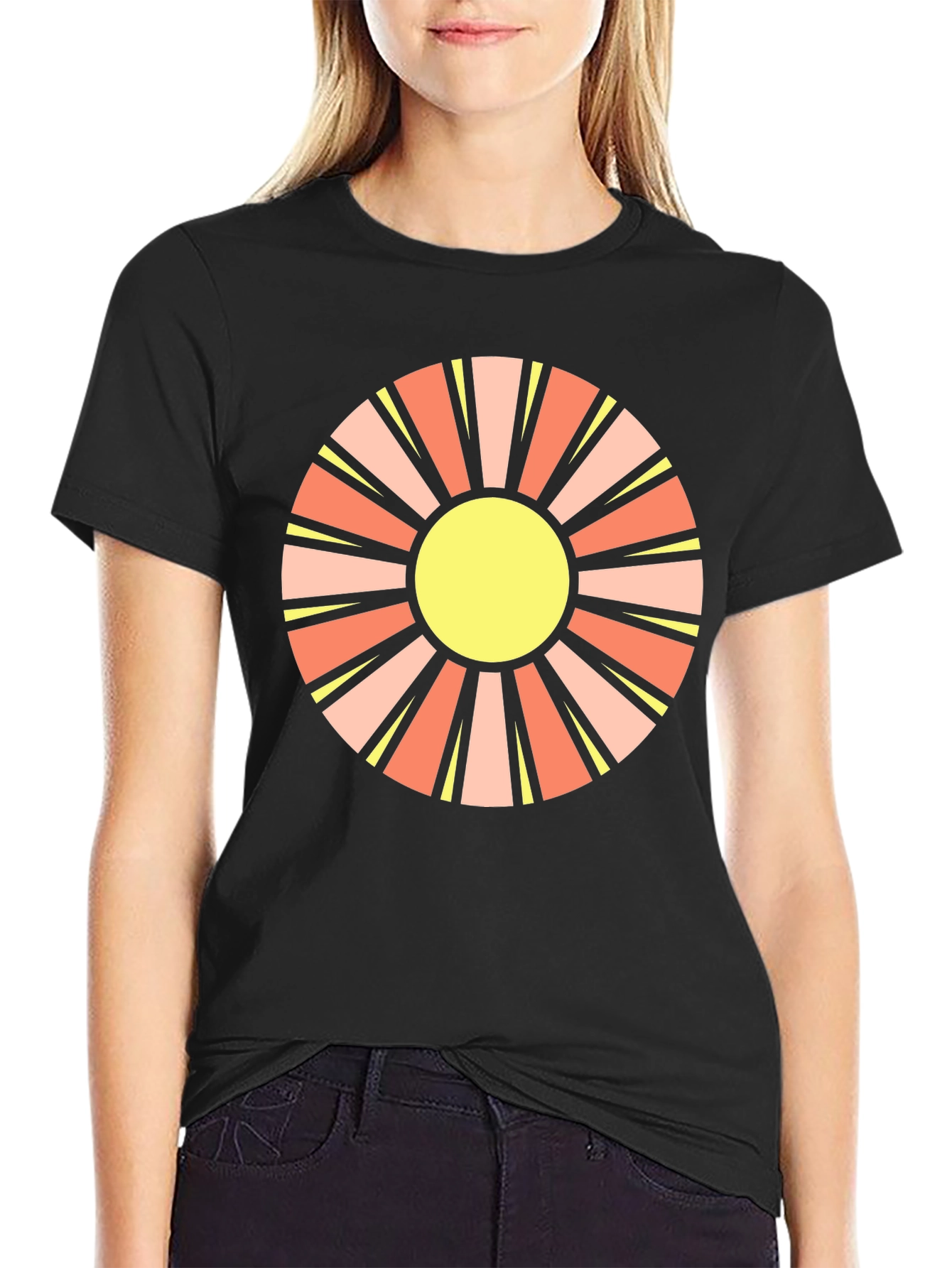 Retro Sun Graphic Black T-Shirt