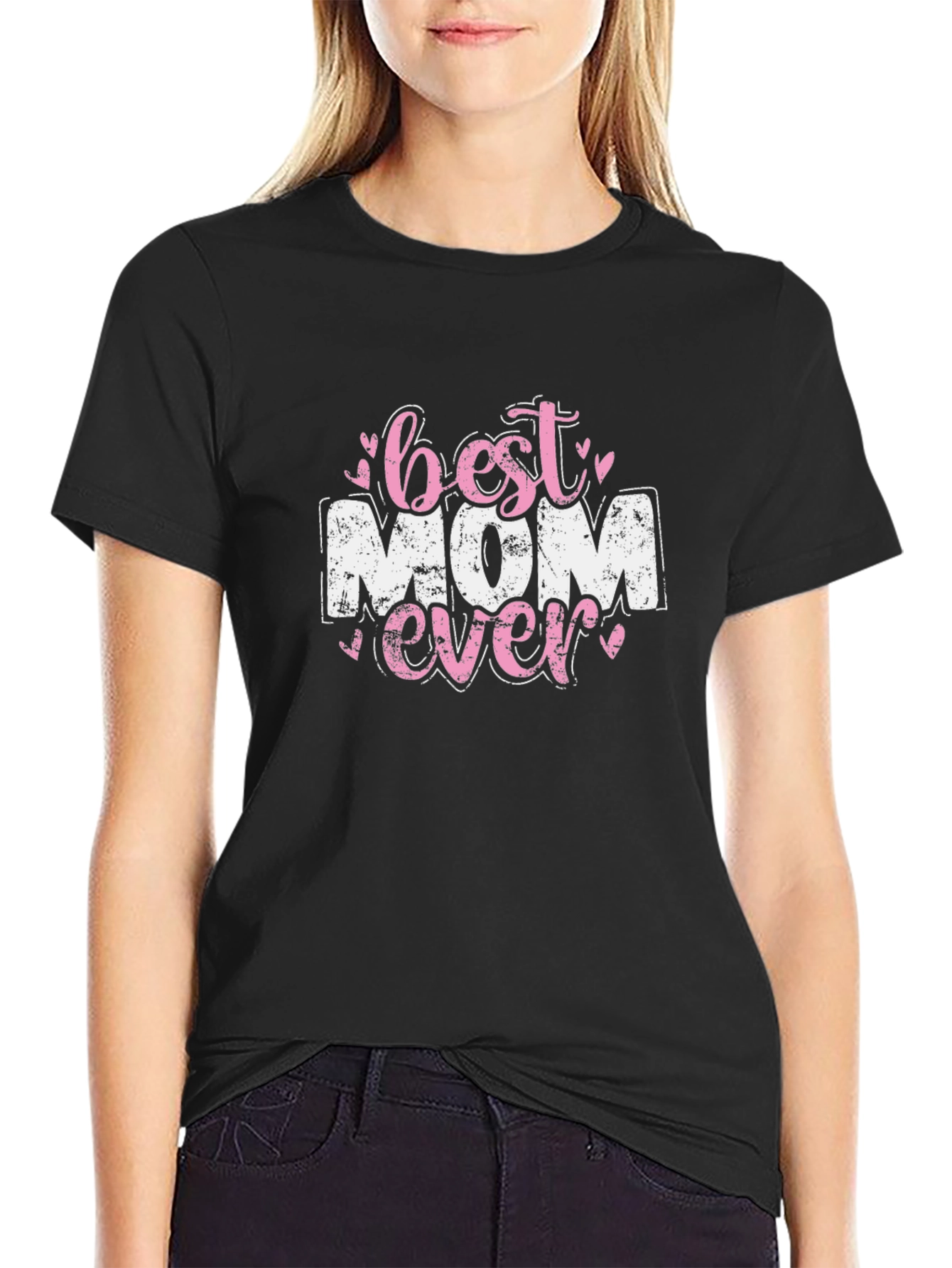 Best Mom Ever Graphic Tee - Black Cotton T-Shirt