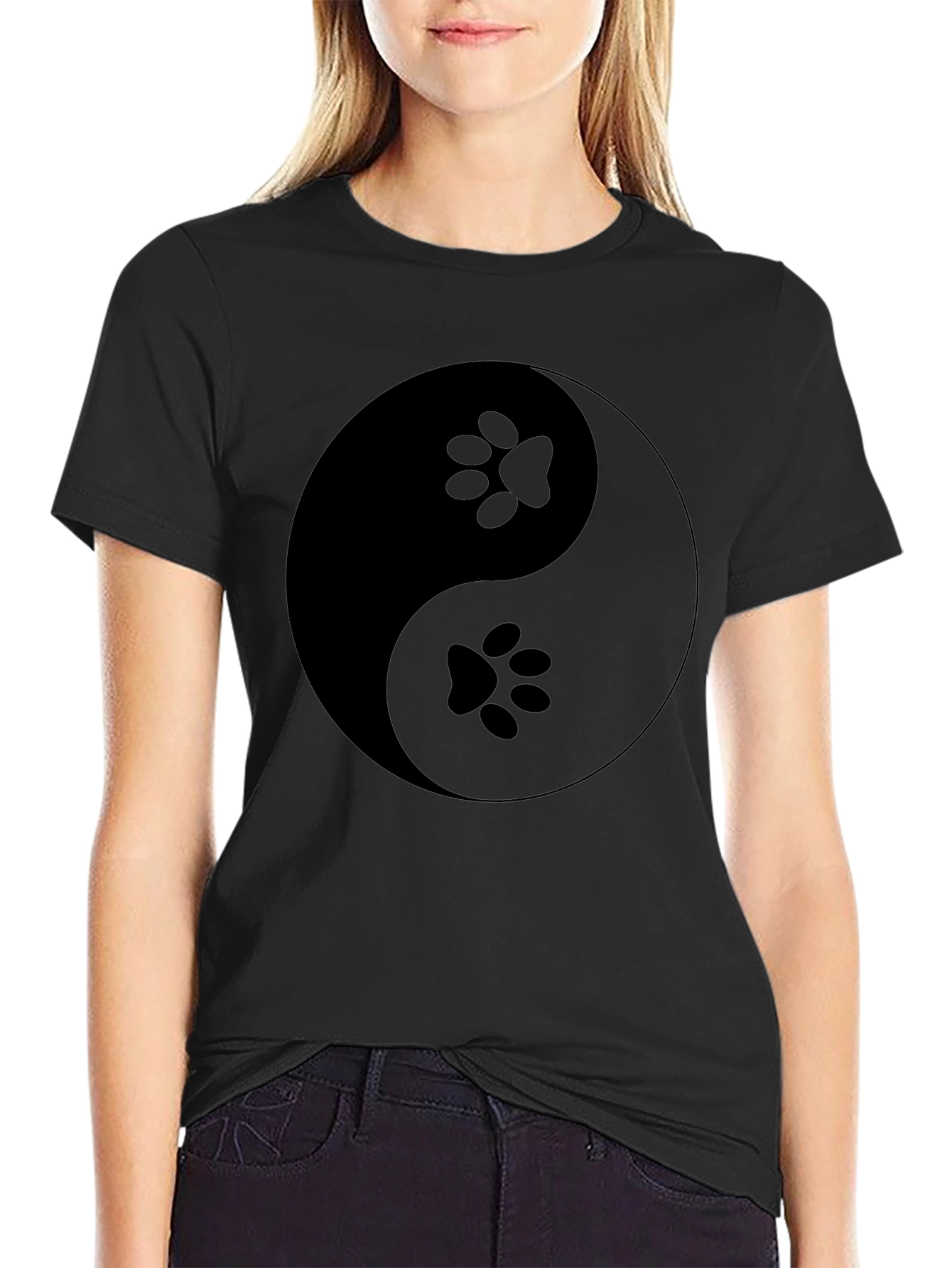 Yin Yang Paw Print T-Shirt - Balance & Harmony