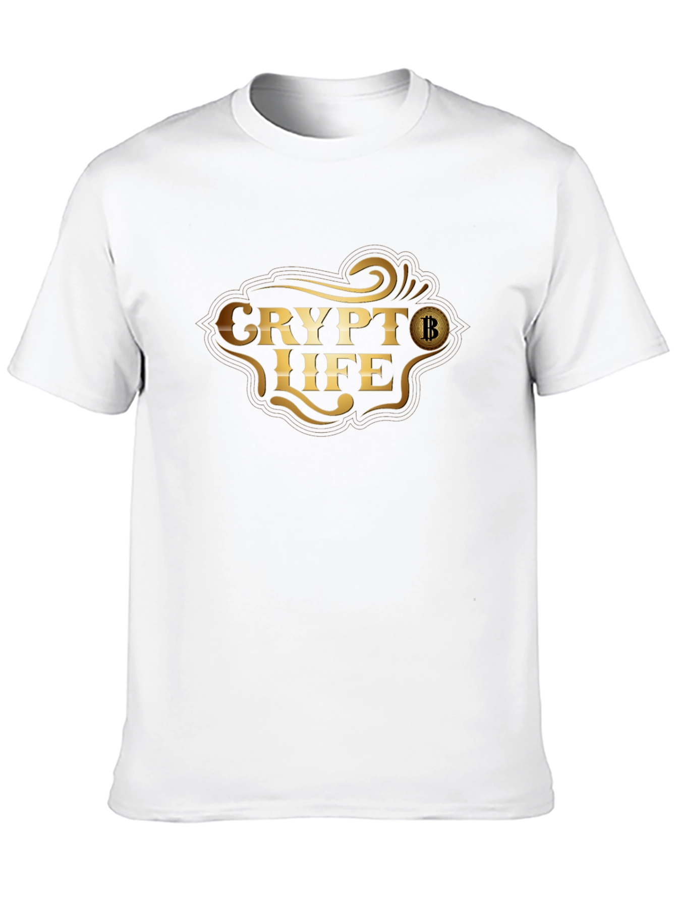 Crypto Life Bitcoin T-Shirt - Golden Design