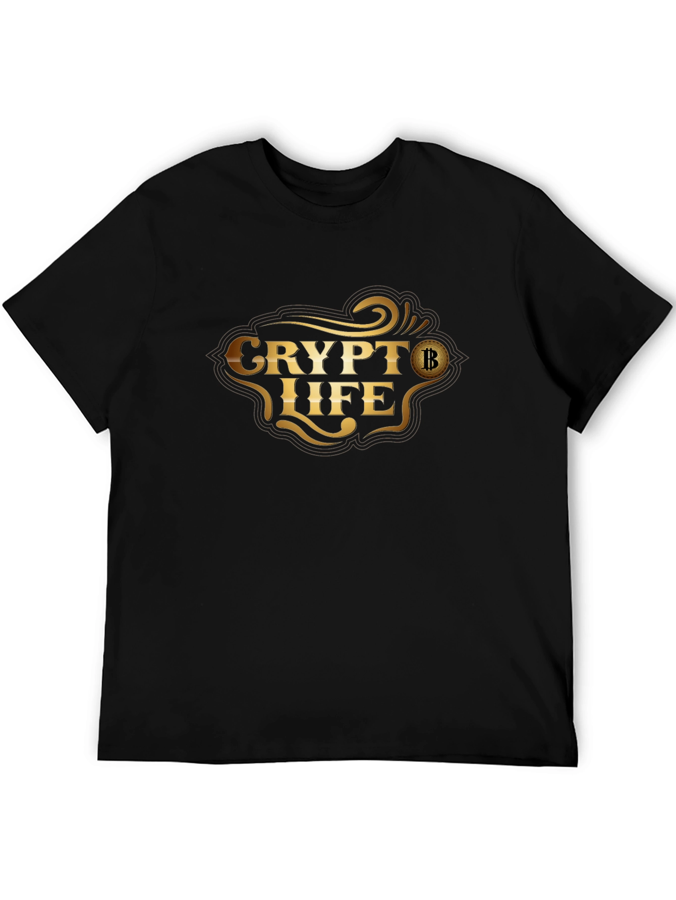Crypto Life Bitcoin T-Shirt - Golden Design