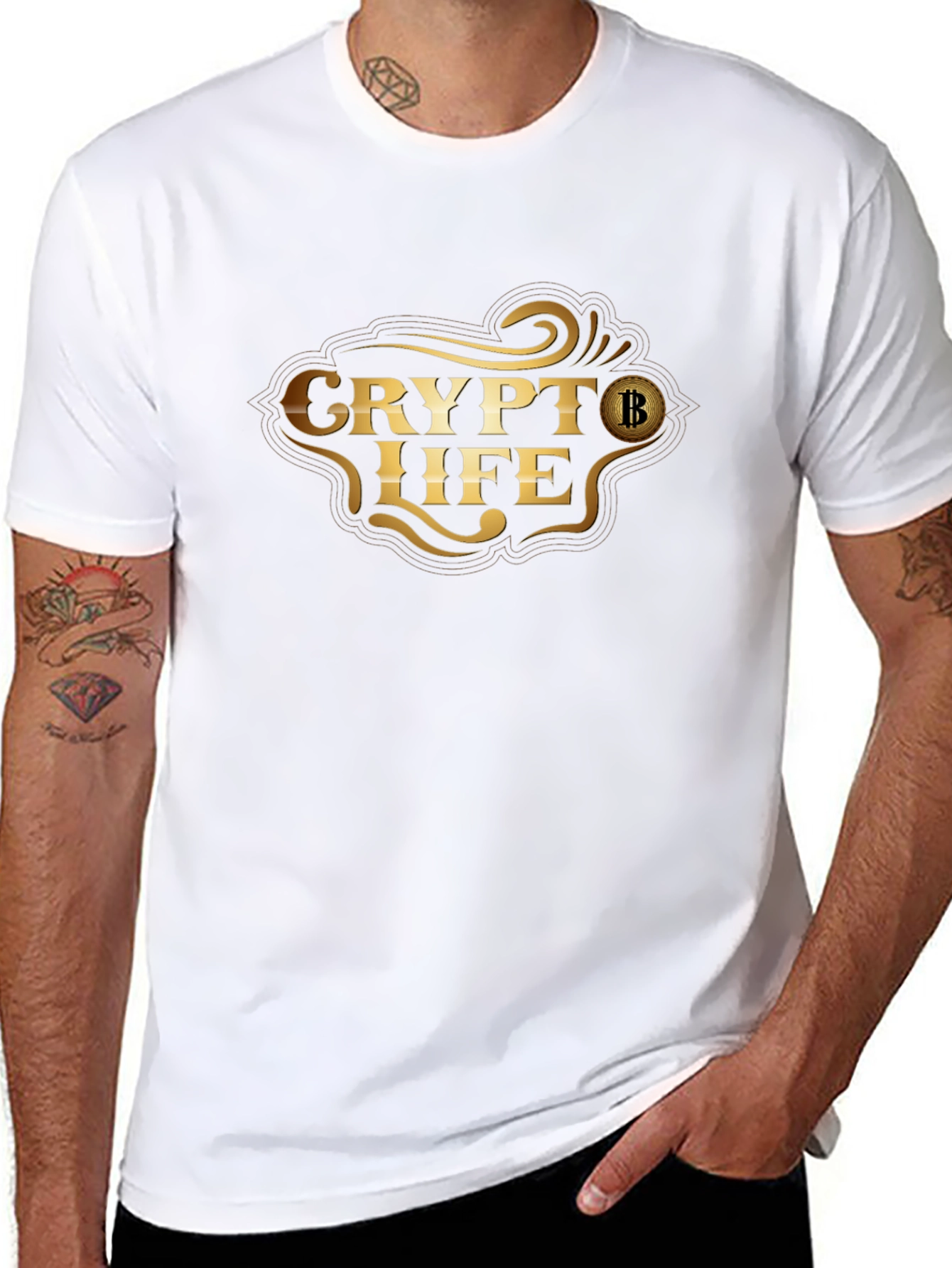 Crypto Life Bitcoin T-Shirt - Golden Design