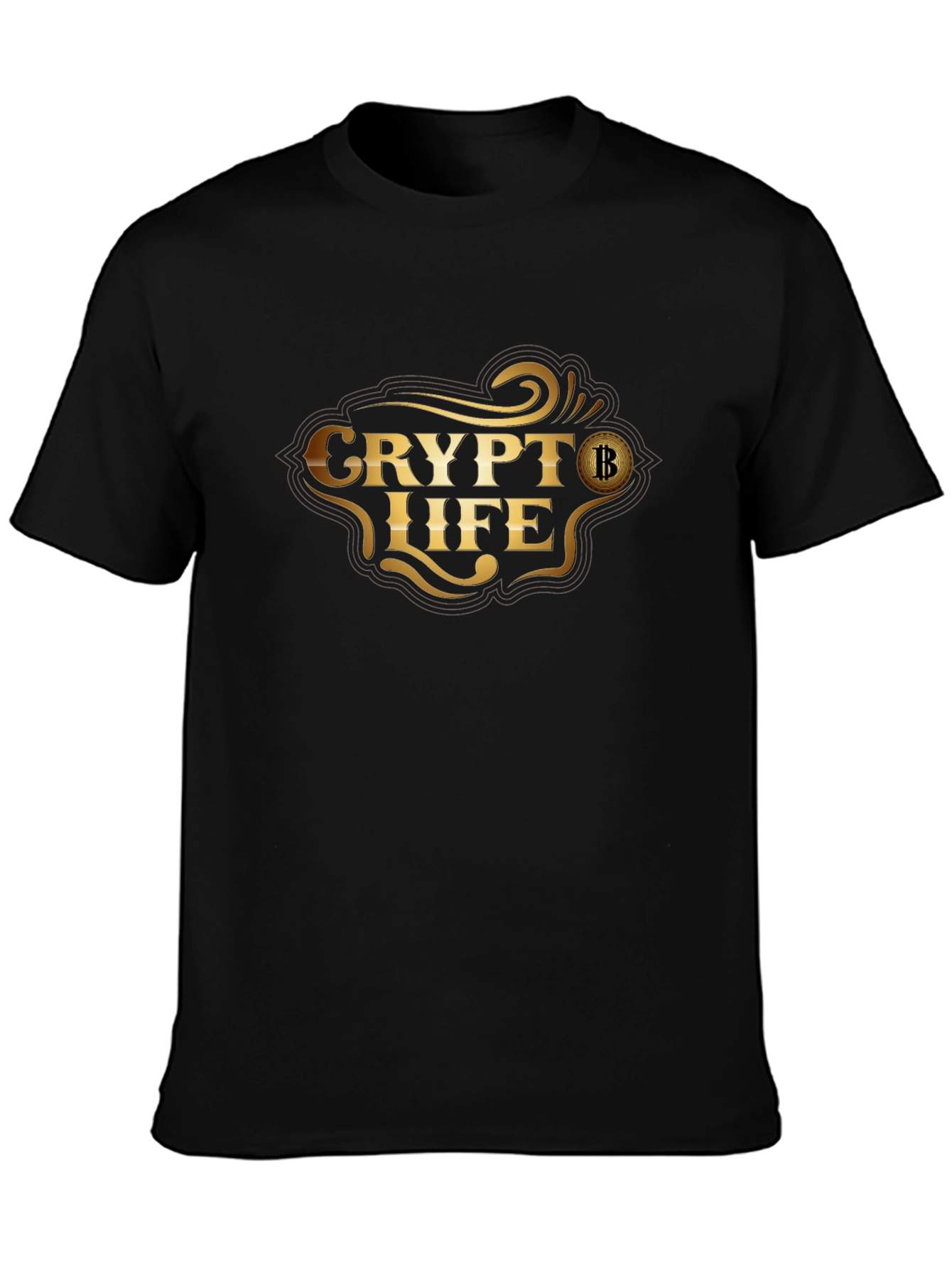 Crypto Life Bitcoin T-Shirt - Golden Design
