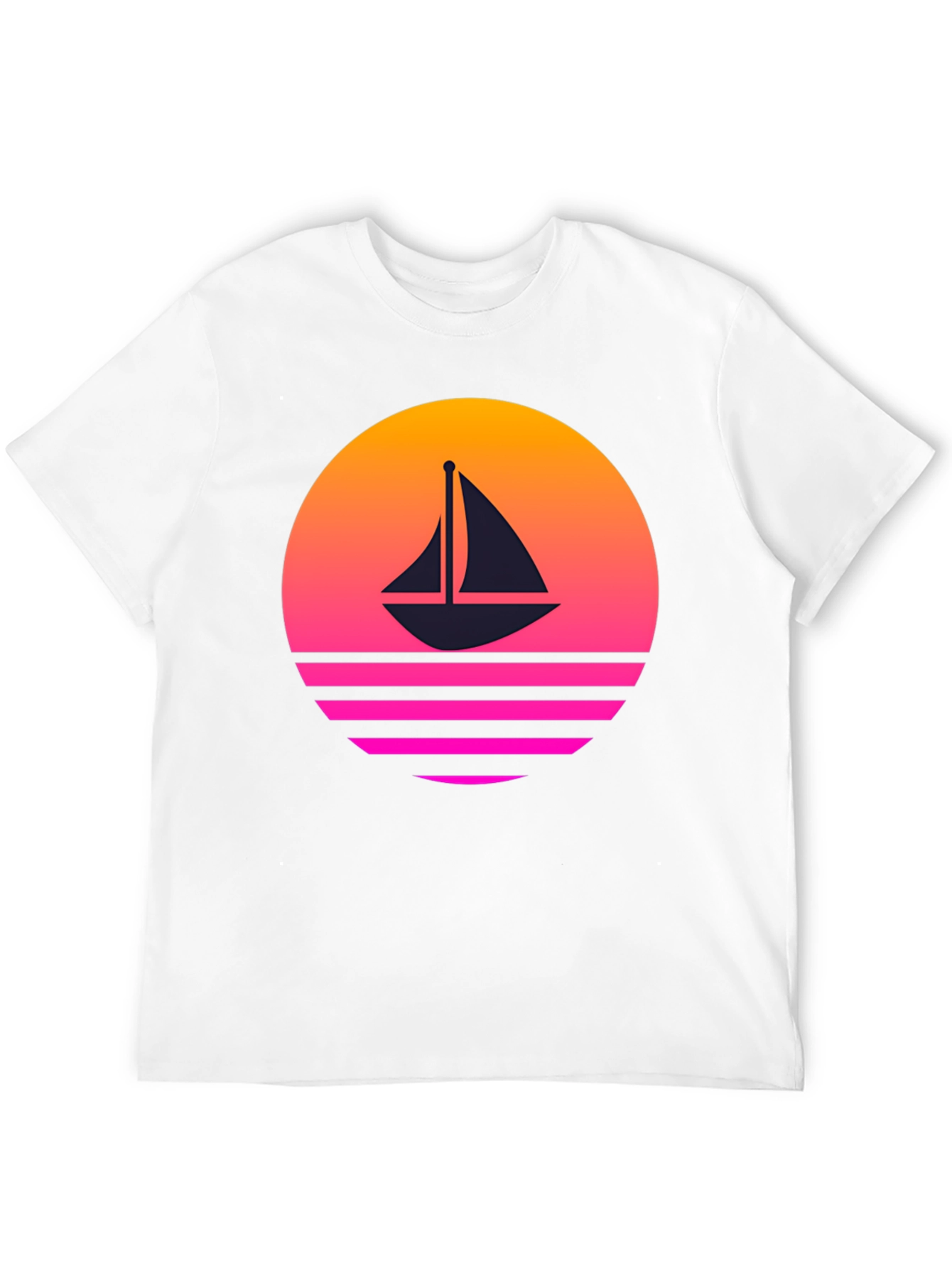 Retro Sunset Sailboat Graphic T-Shirt