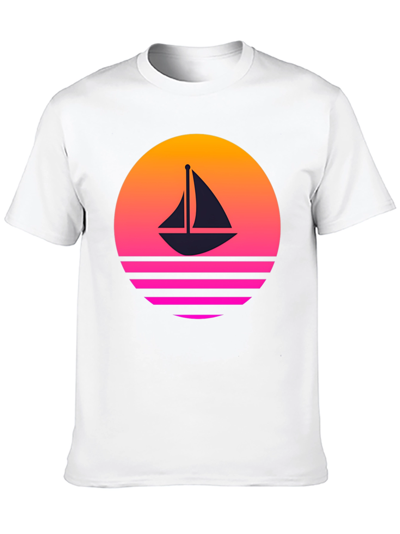 Retro Sunset Sailboat Graphic T-Shirt