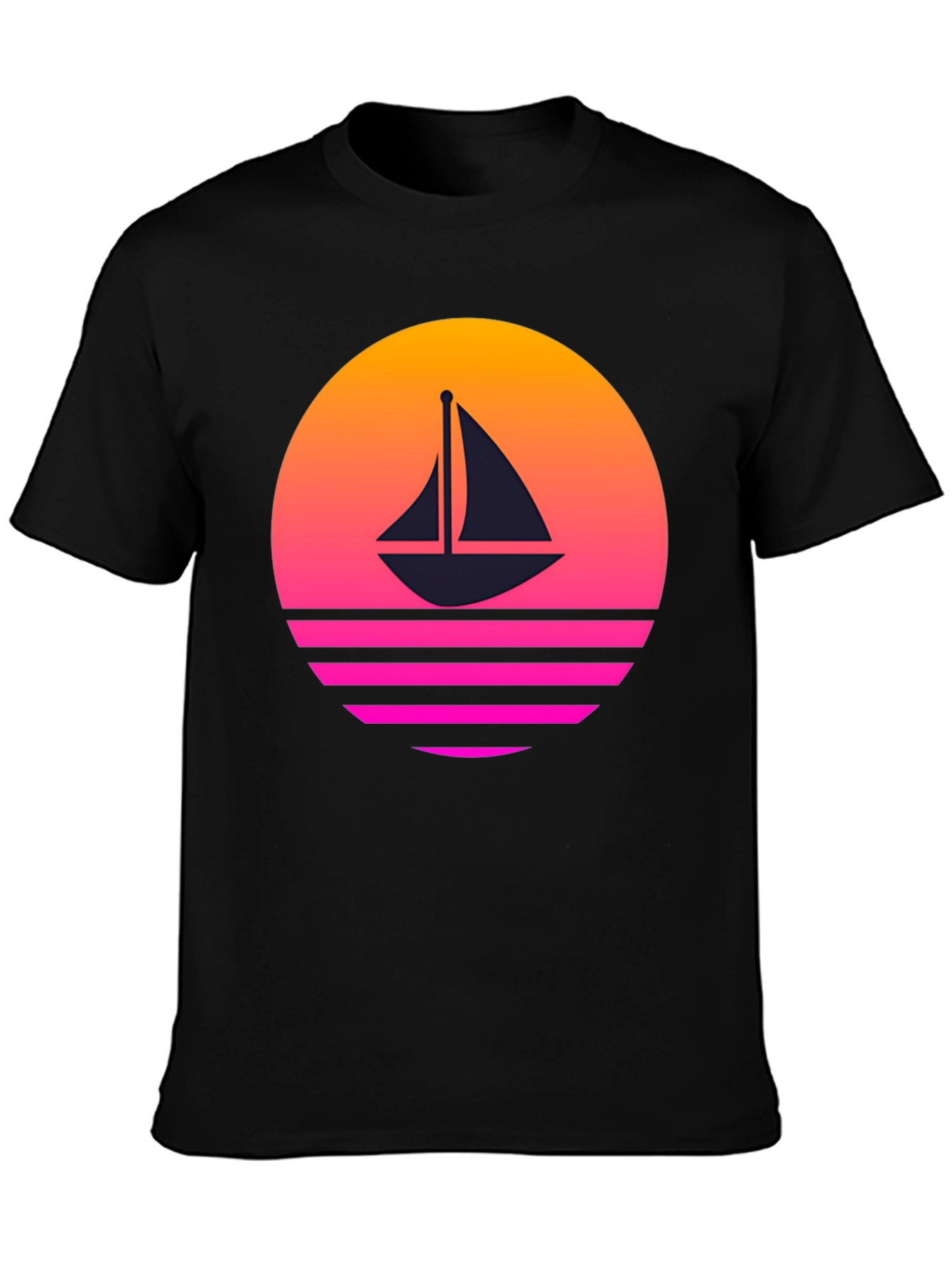 Retro Sunset Sailboat Graphic T-Shirt