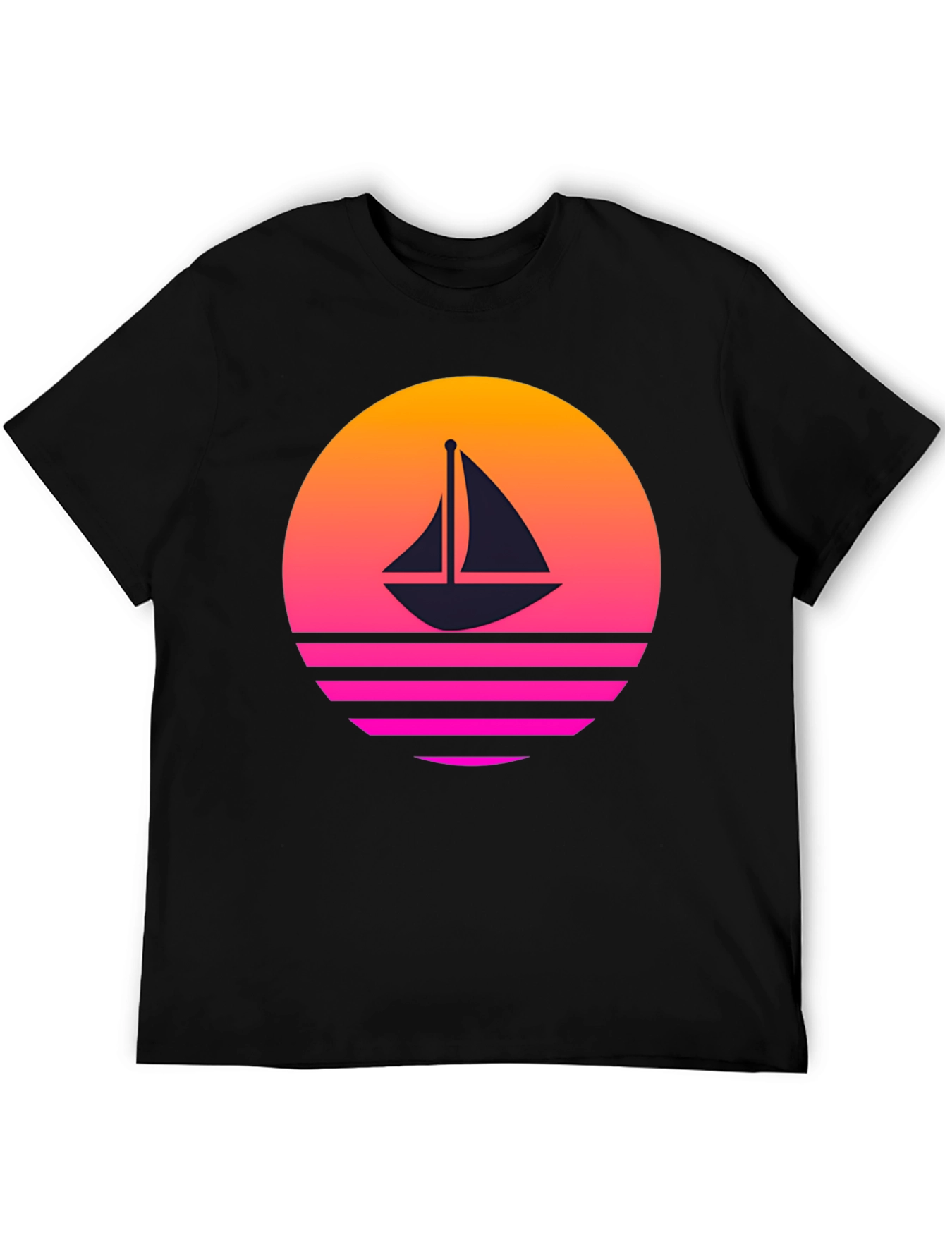 Retro Sunset Sailboat Graphic T-Shirt