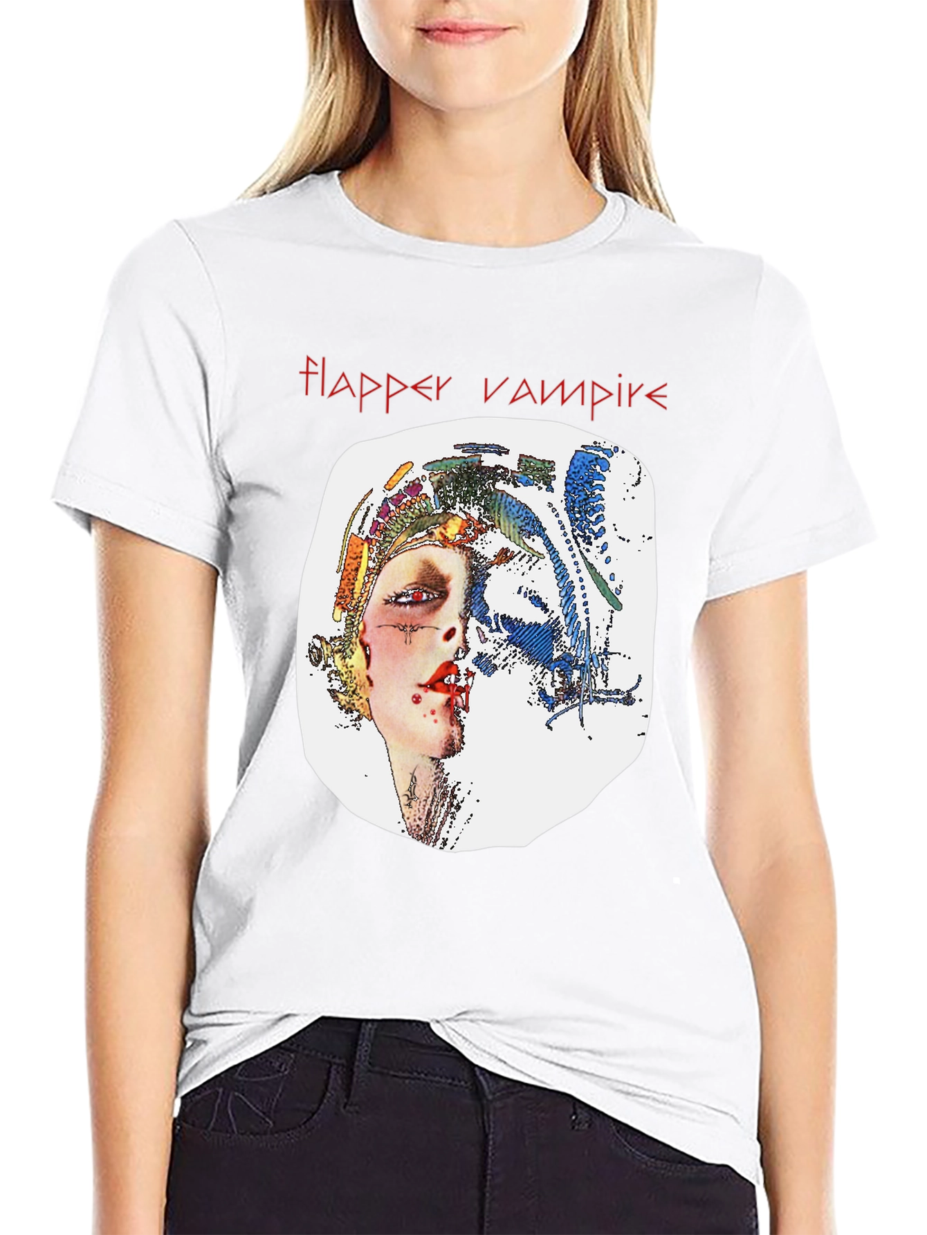 Flapper Vampire Graphic Tee - Black T-Shirt