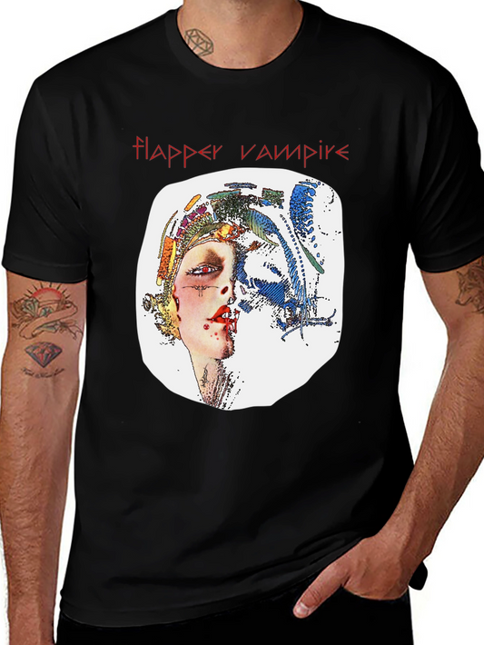 Flapper Vampire Graphic Tee - Black T-Shirt