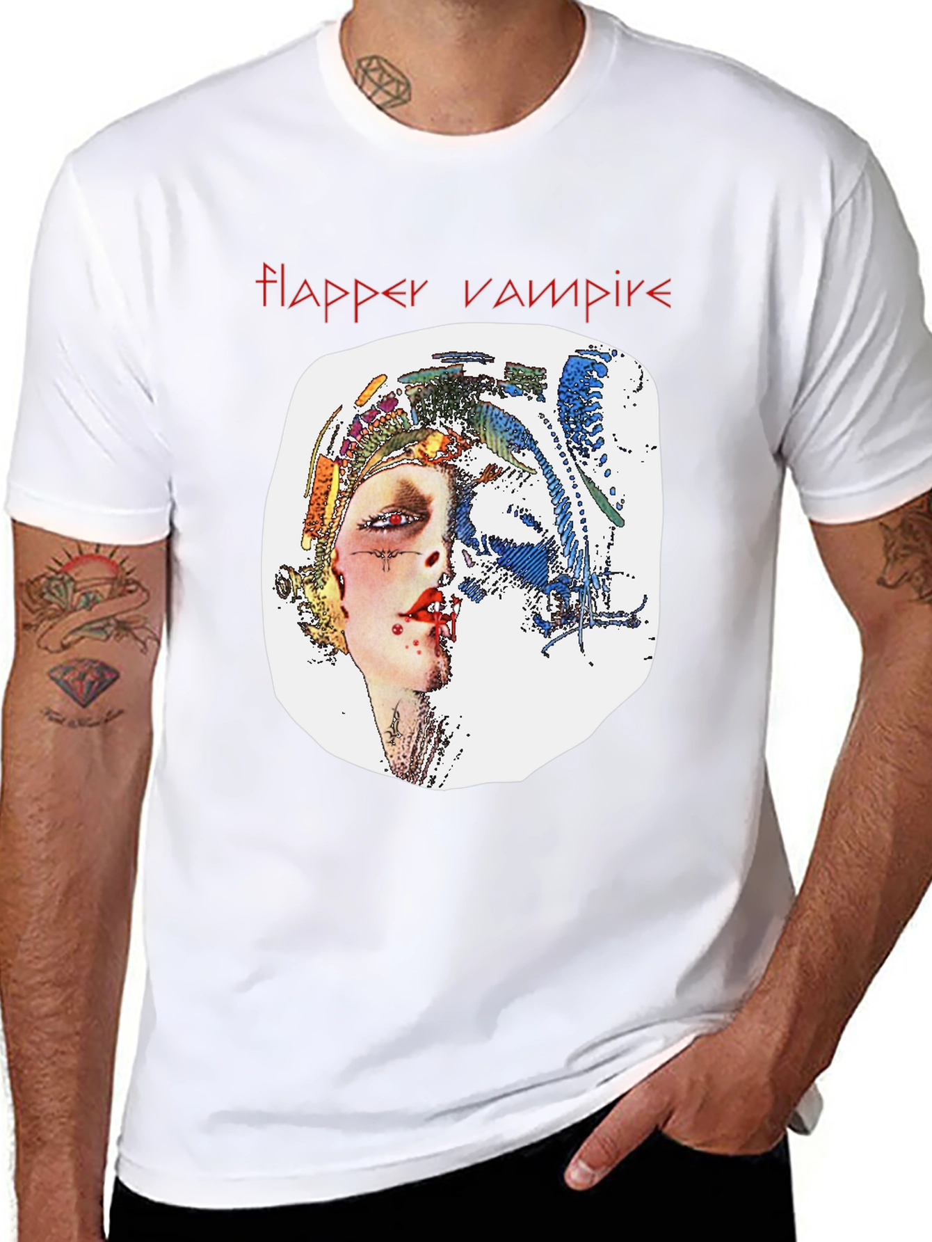 Flapper Vampire Graphic Tee - Black T-Shirt