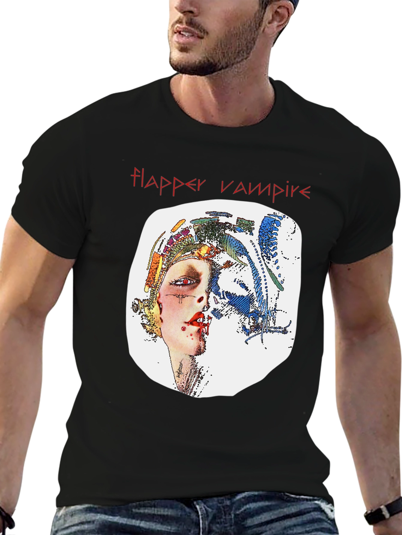 Flapper Vampire Graphic Tee - Black T-Shirt