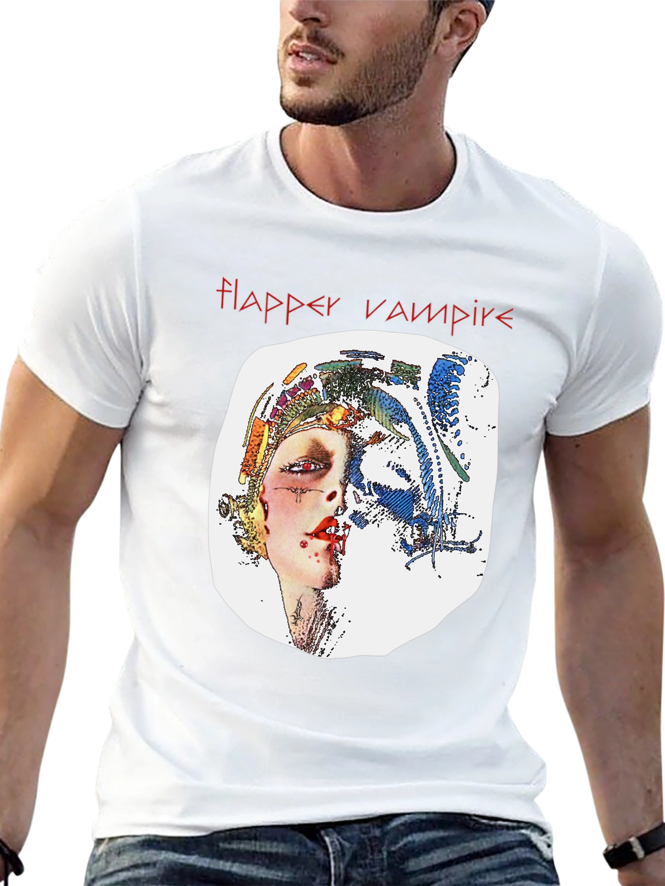 Flapper Vampire Graphic Tee - Black T-Shirt