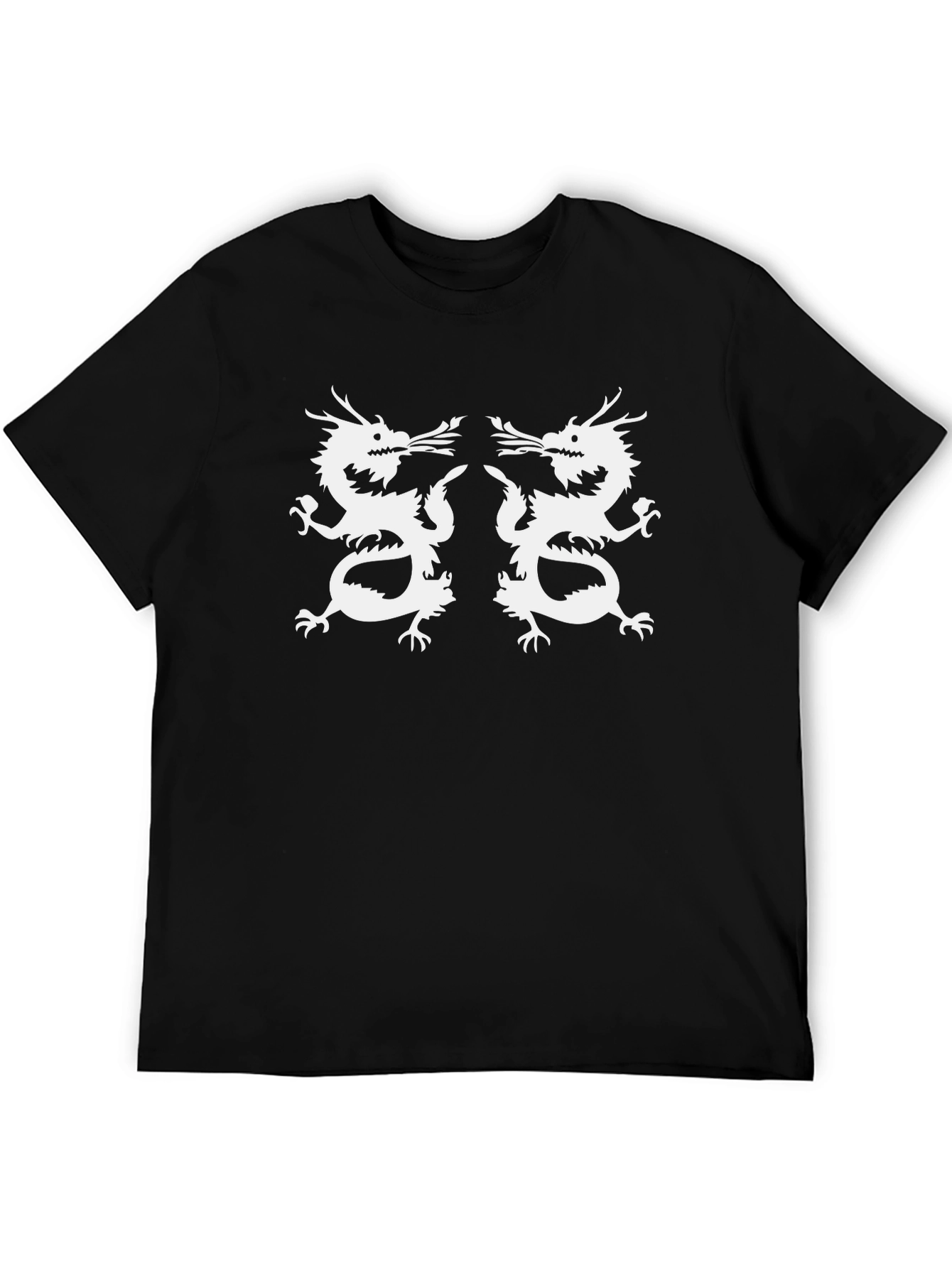 Twin Dragon Graphic Tee - Black Cotton T-Shirt