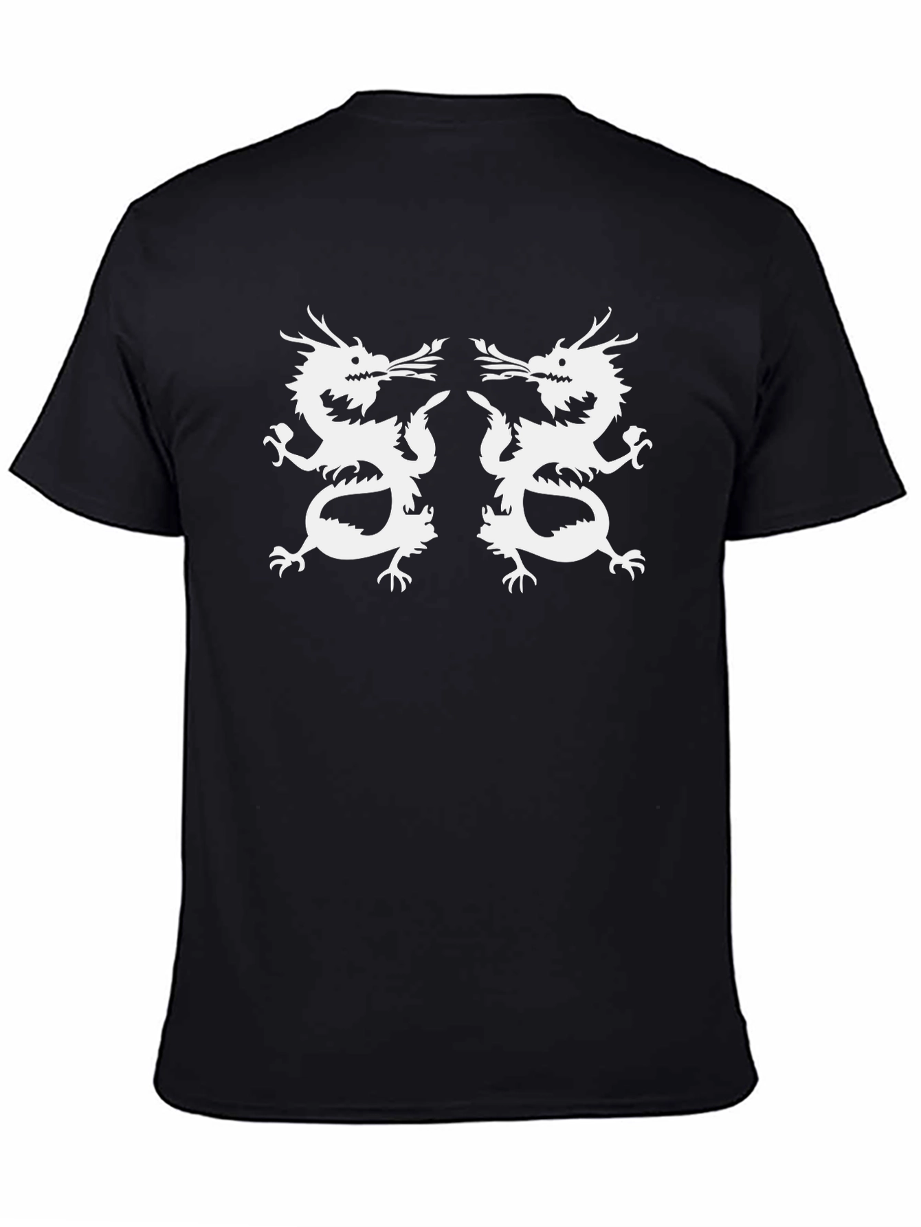 Twin Dragon Graphic Tee - Black Cotton T-Shirt