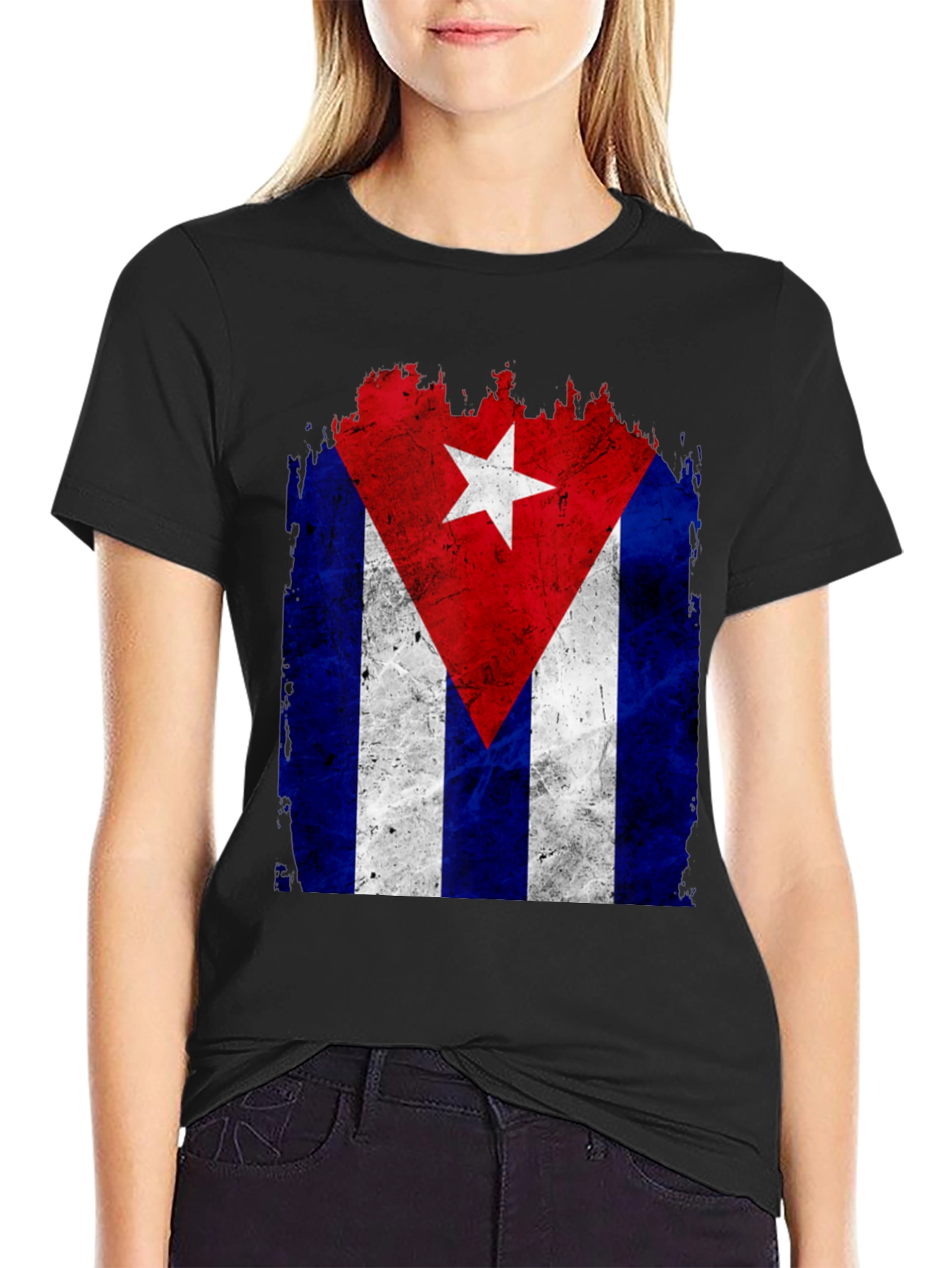 Cuban Flag Graphic Tee - Distressed Design