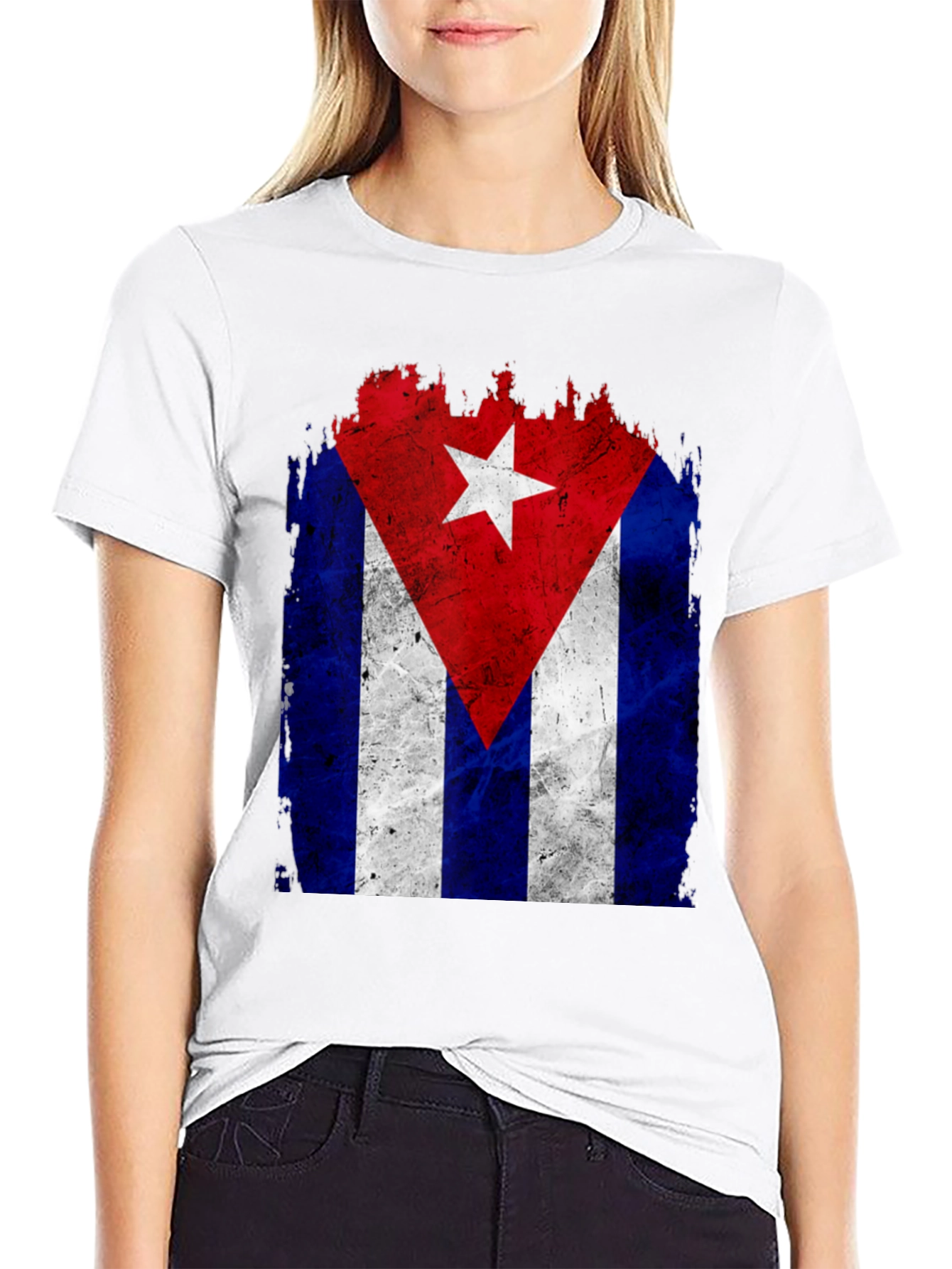 Cuban Flag Graphic Tee - Distressed Design