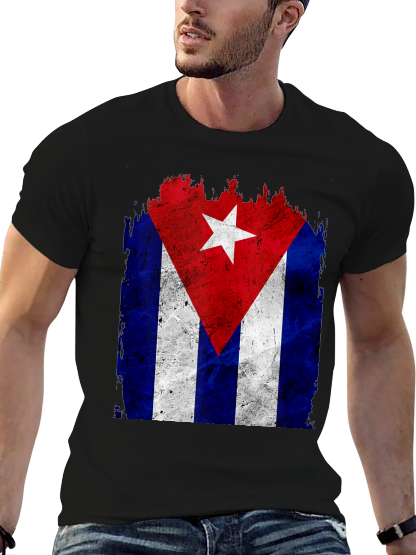 Cuban Flag Graphic Tee - Distressed Design