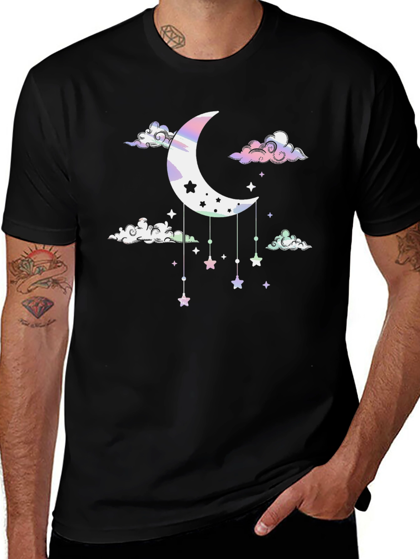 Celestial Dreamscape Tee: Moon & Stars