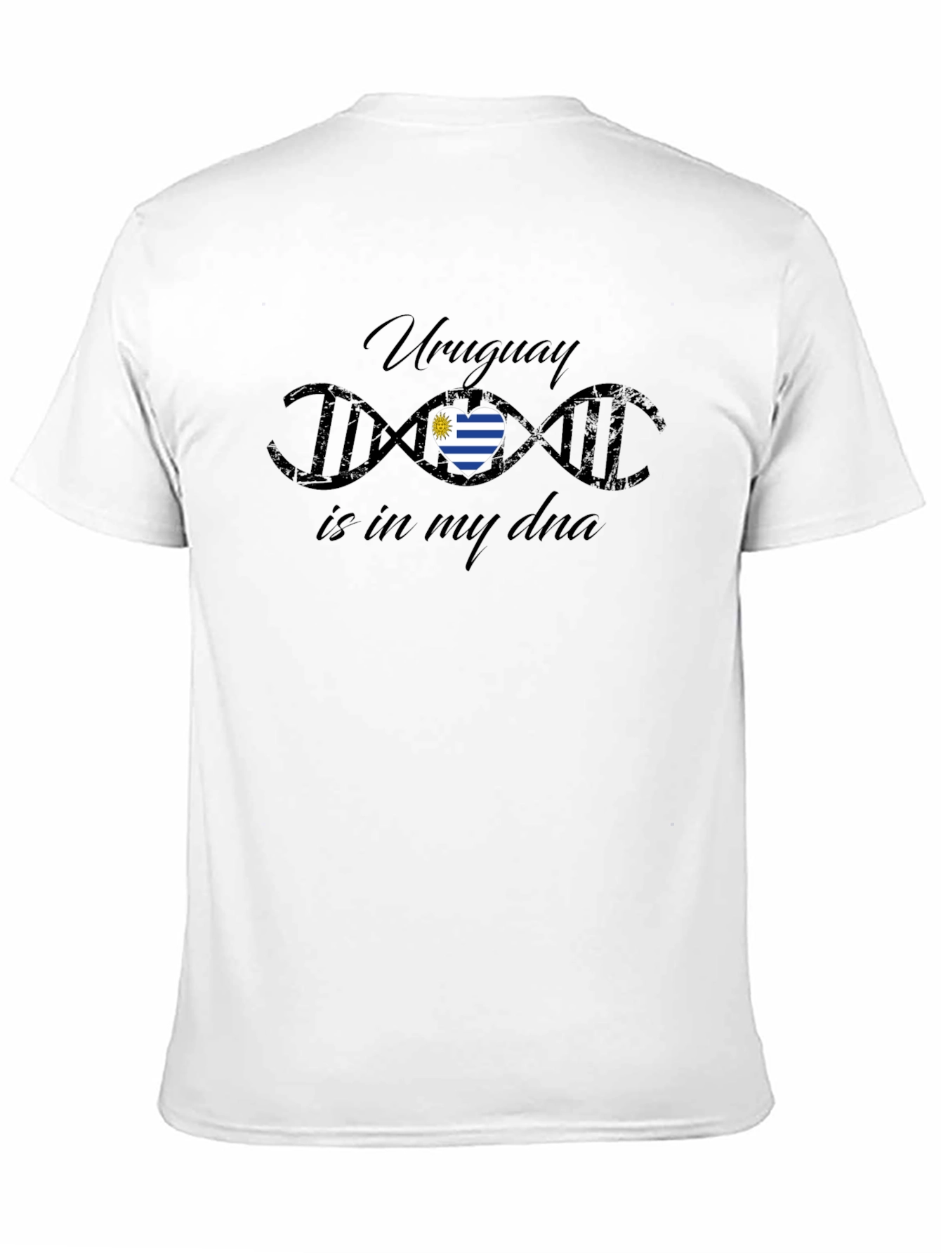 Uruguay DNA Flag Heart Black T-Shirt