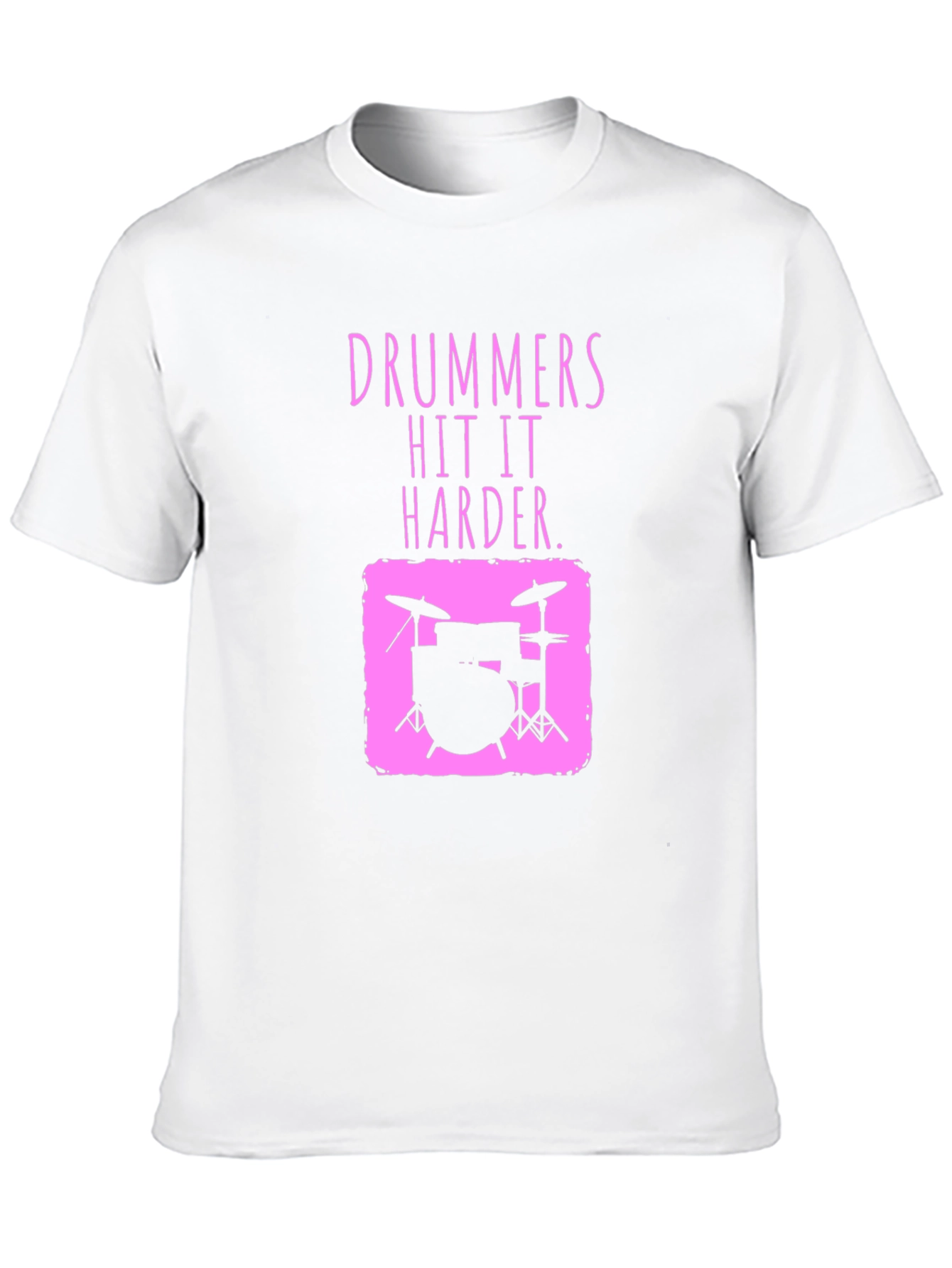 Drummer Hit It Harder Pink Graphic Tee