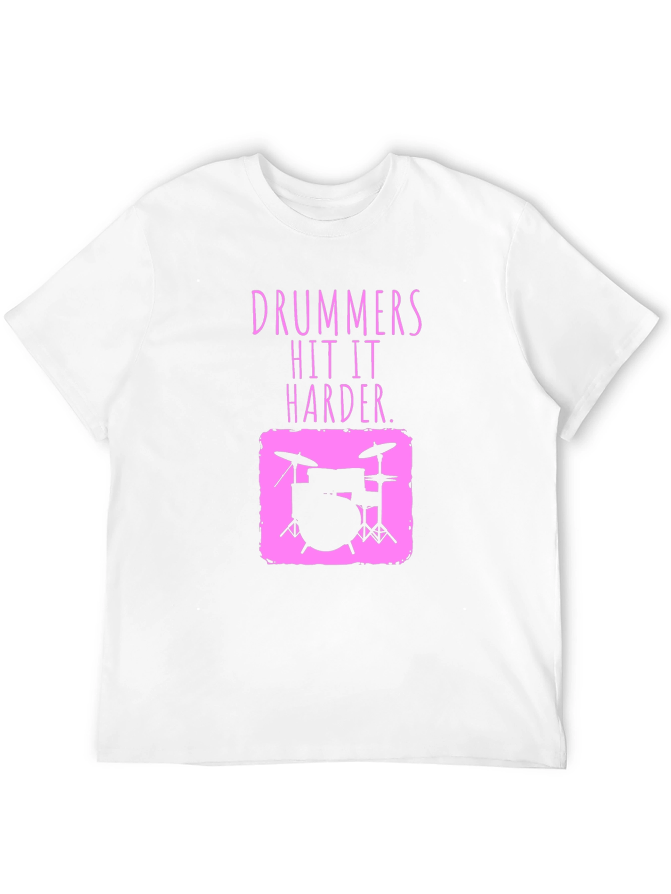 Drummer Hit It Harder Pink Graphic Tee