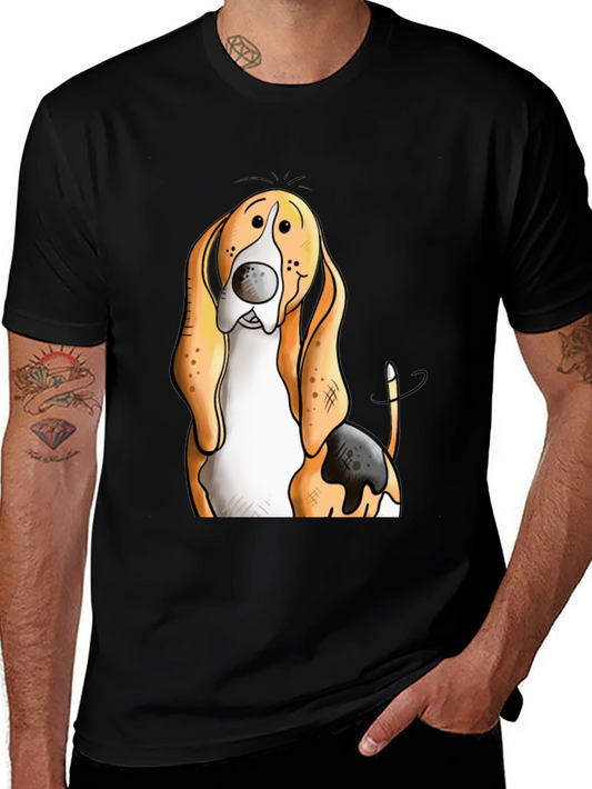 Funny Basset Hound Dog Graphic Print T-Shirt