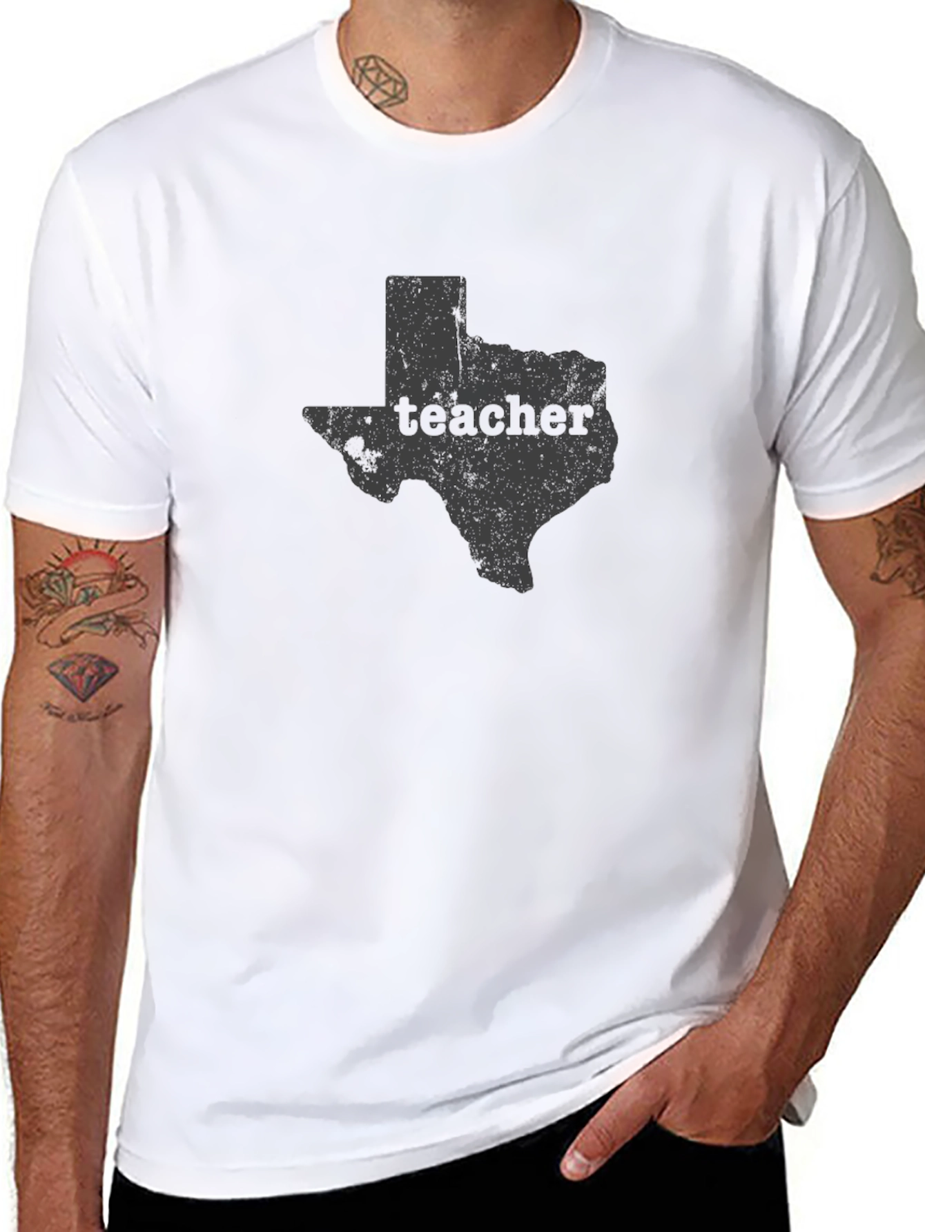 Texas Teacher Graphic Tee - Black Cotton T-Shirt