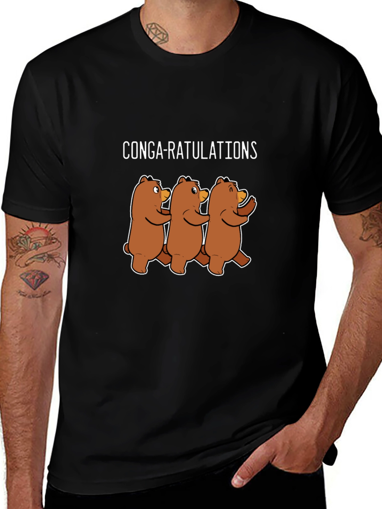Conga-ratulations Funny Bear Graphic T-Shirt