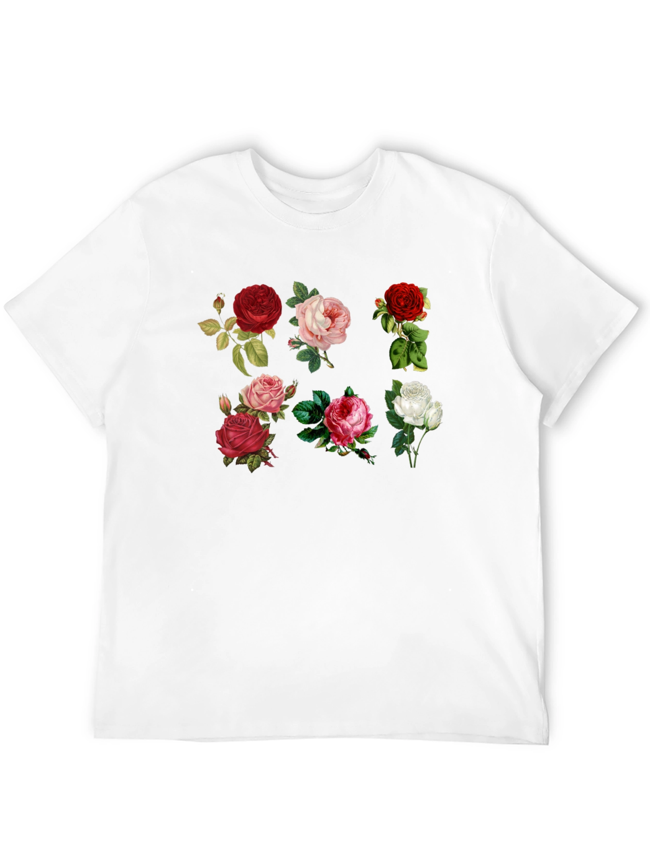 Floral Roses Print Black T-Shirt