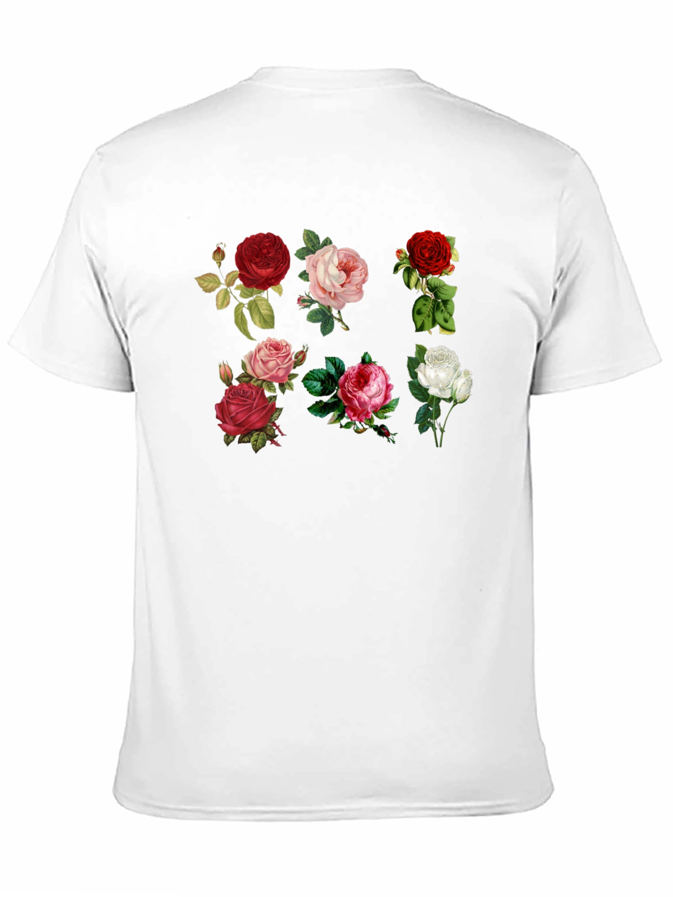 Floral Roses Print Black T-Shirt