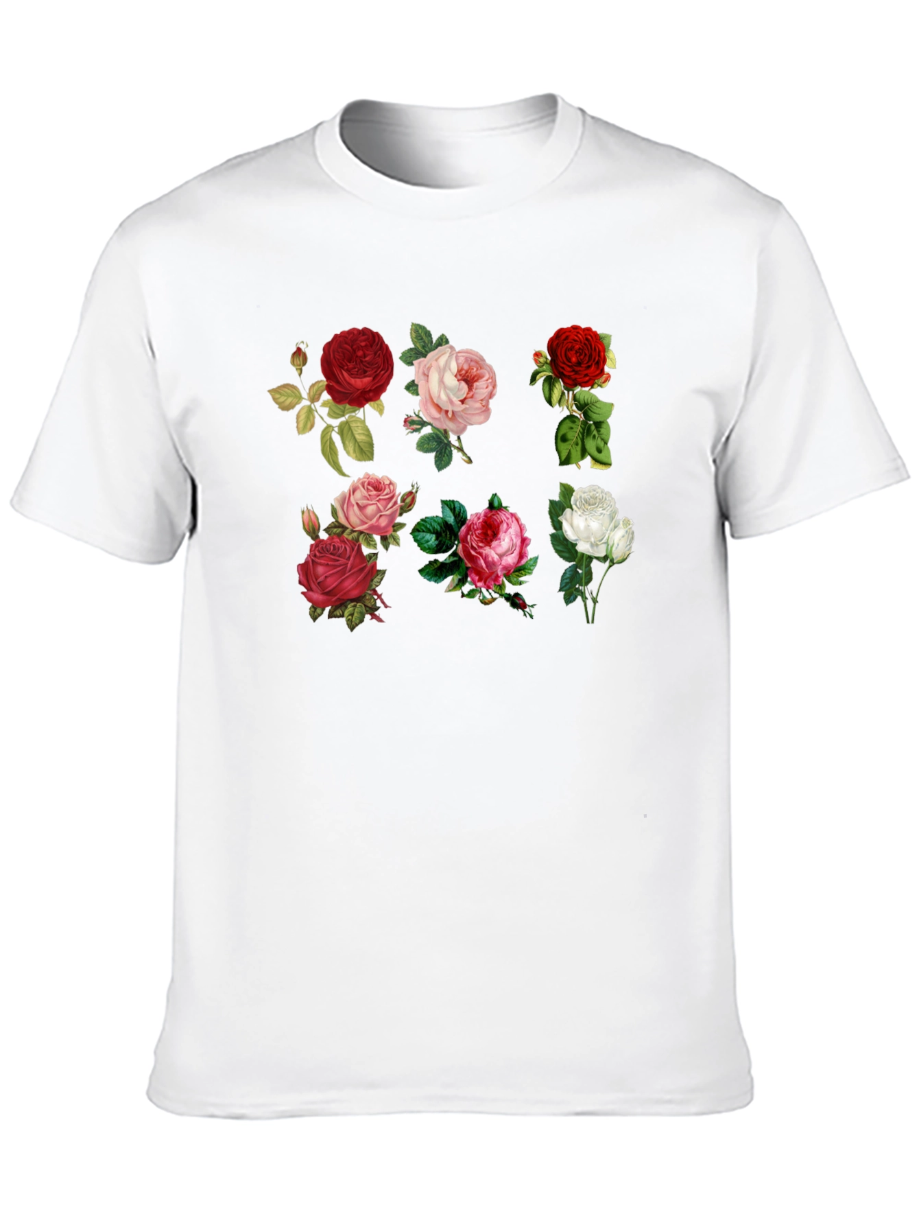 Floral Roses Print Black T-Shirt
