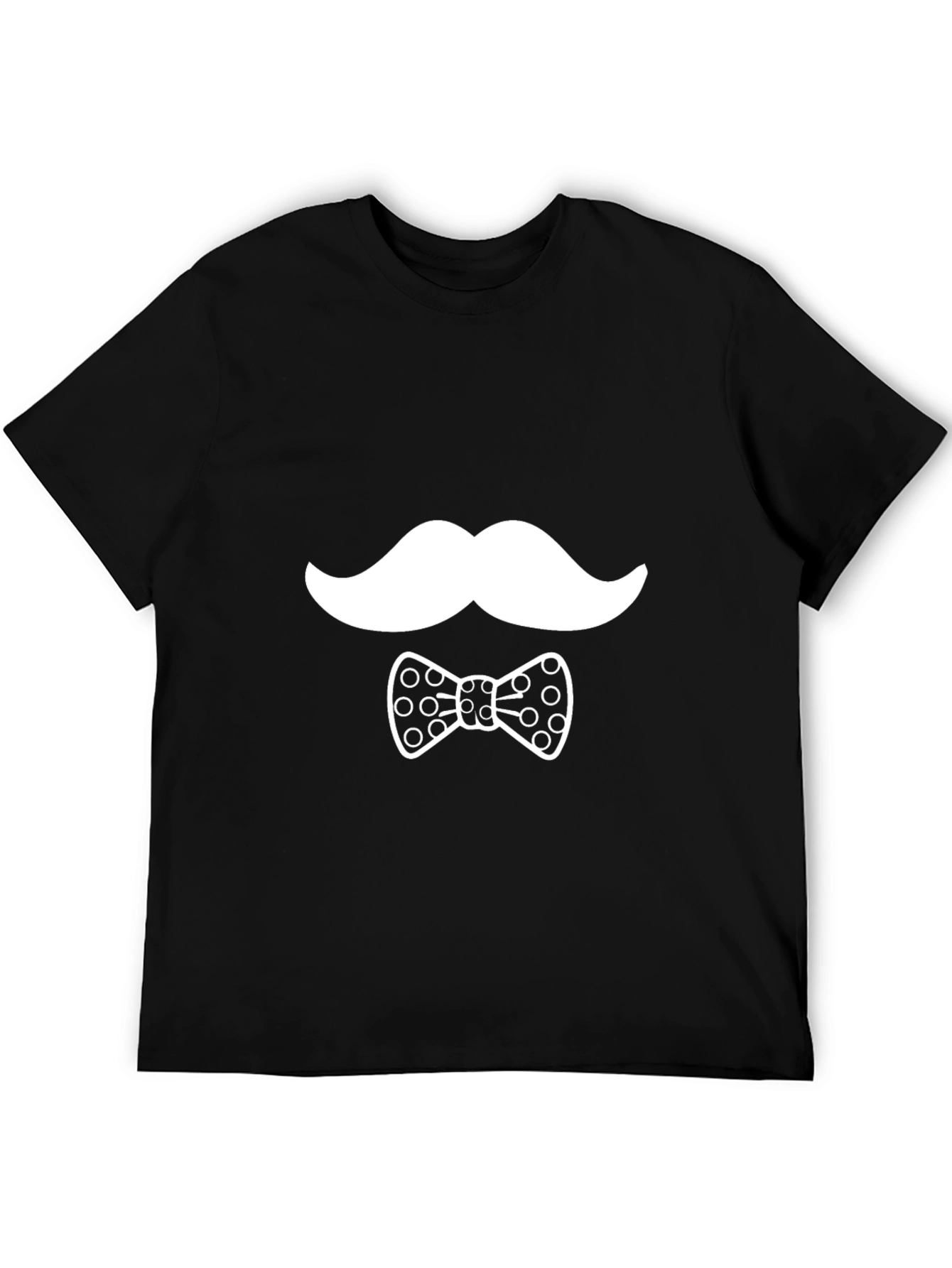 Novelty Mustache & Bow Tie Graphic Black T-Shirt
