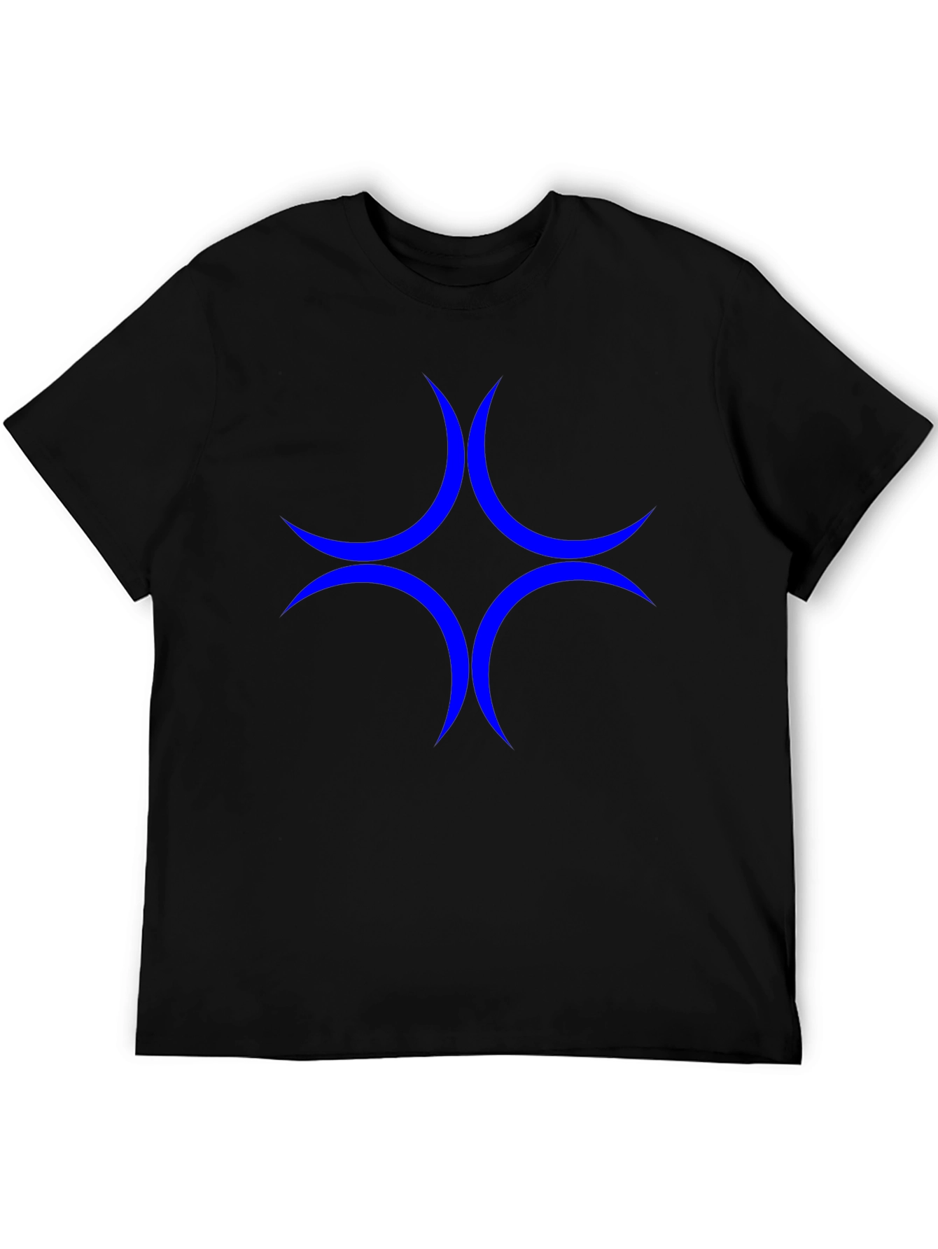 Modern Blue Crescent Star Graphic T-Shirt - Casual Style