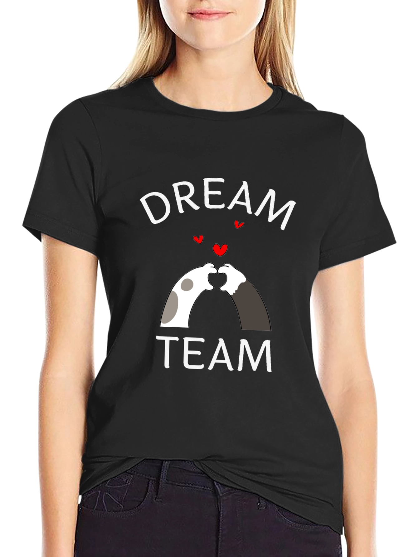 Dream Team Heart Hands Graphic Tee - Black