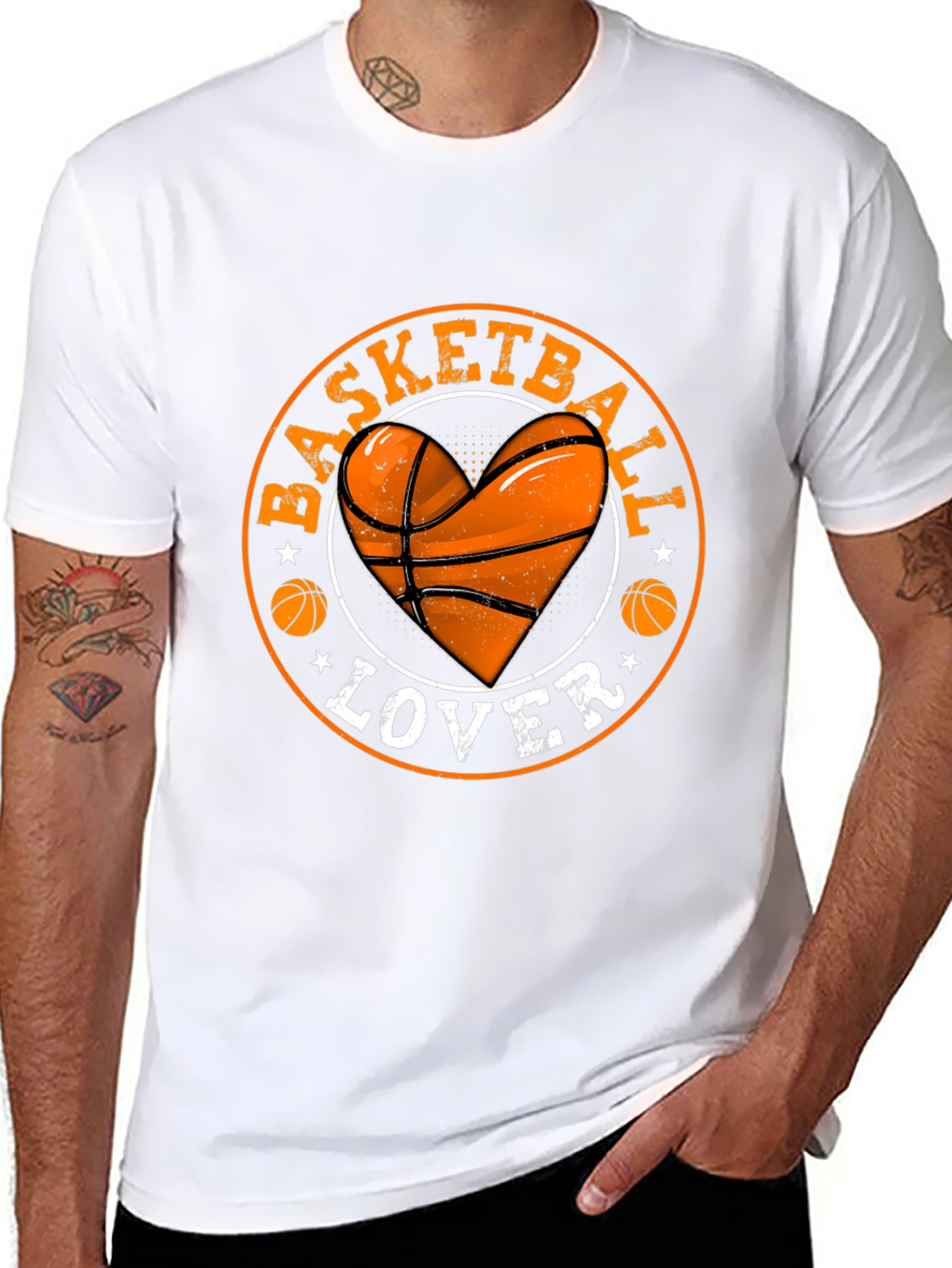 Basketball Lover Heart Graphic T-Shirt