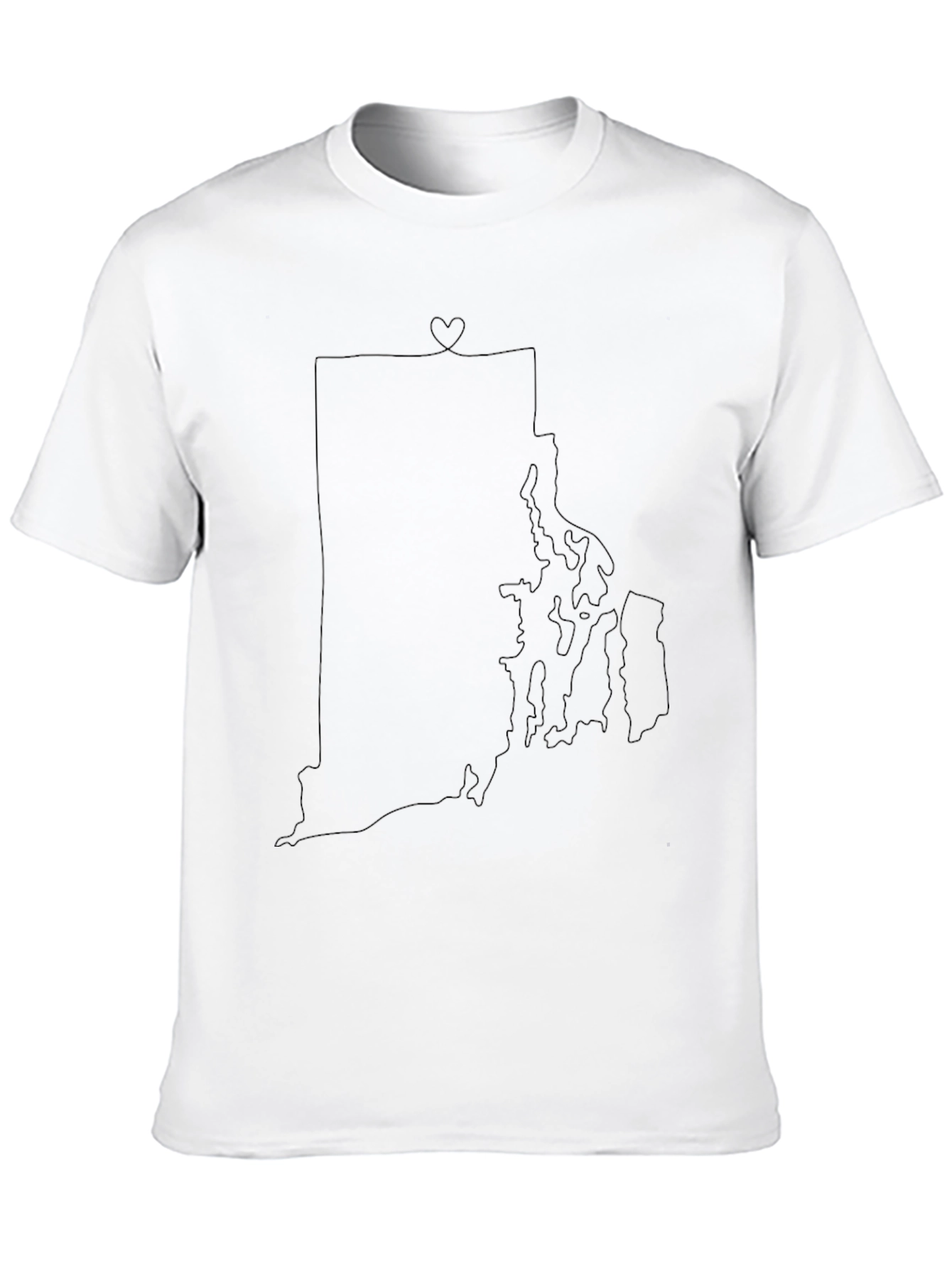 Rhode Island Outline Heart Tee - Black
