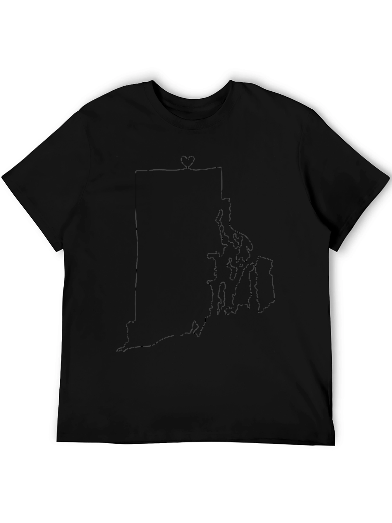 Rhode Island Outline Heart Tee - Black