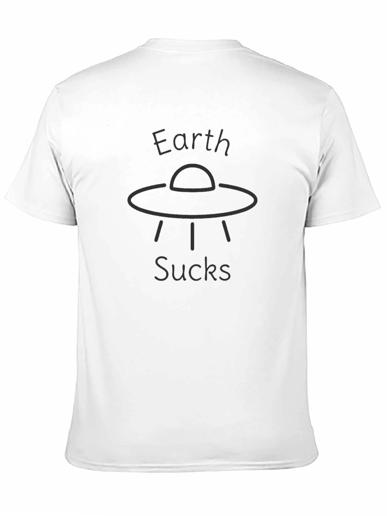 Earth Sucks UFO Graphic T-Shirt - Black Cotton Tee