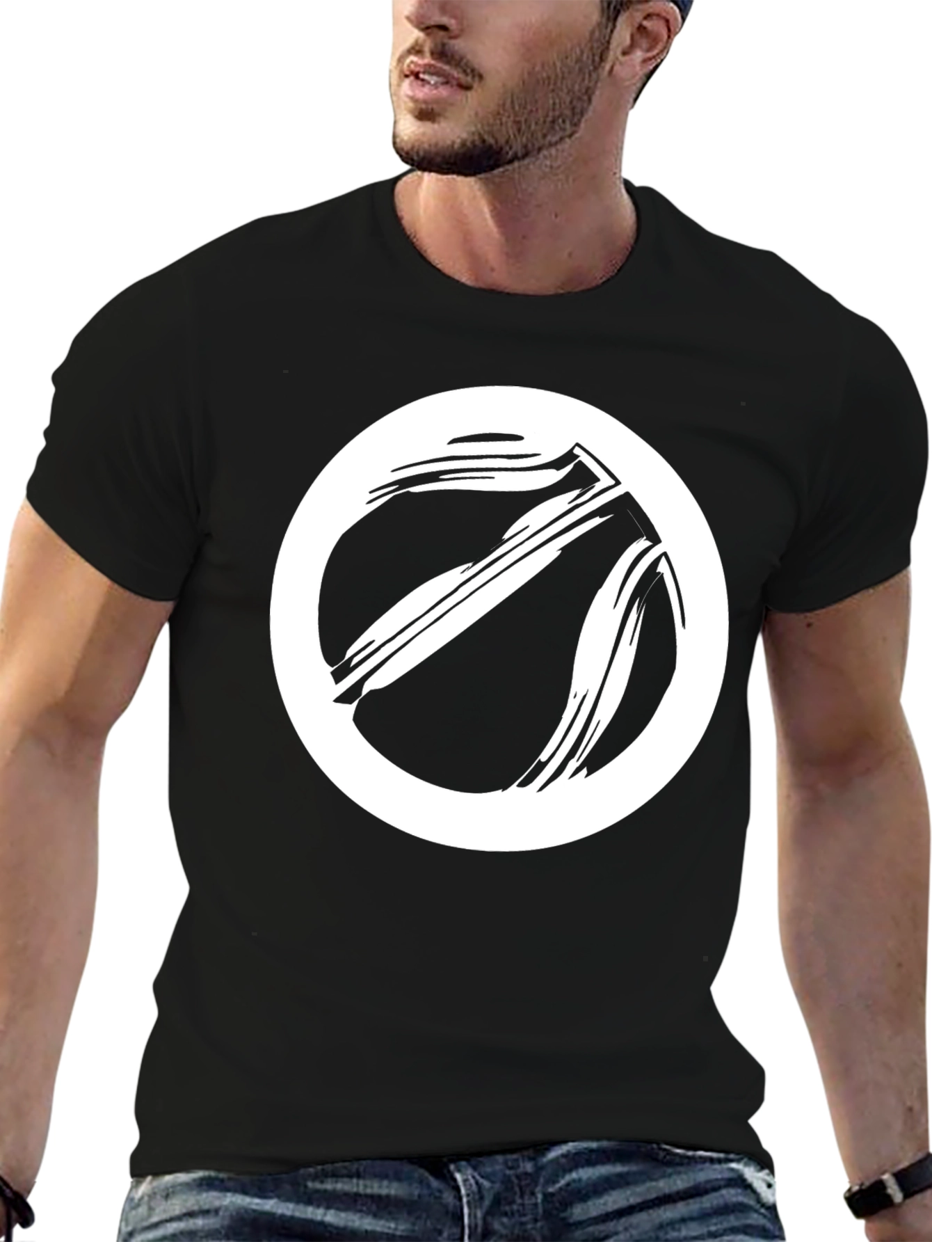 Black Graphic Tee - Basketball Circle