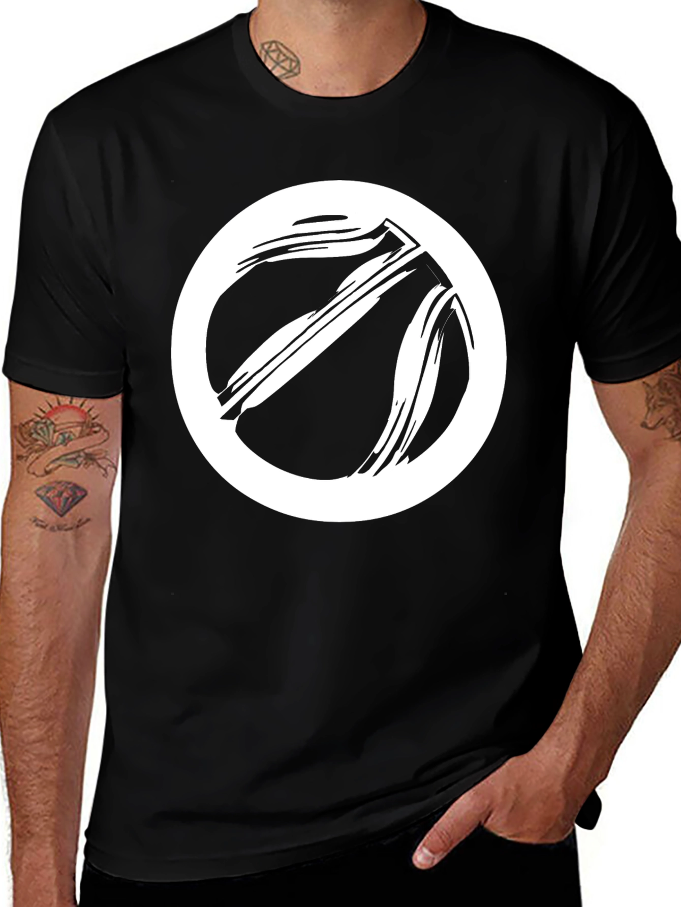Black Graphic Tee - Basketball Circle