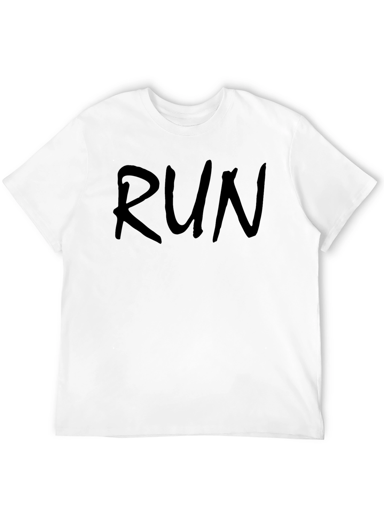 Mens Run Graphic Print Crew Neck Black T-Shirt