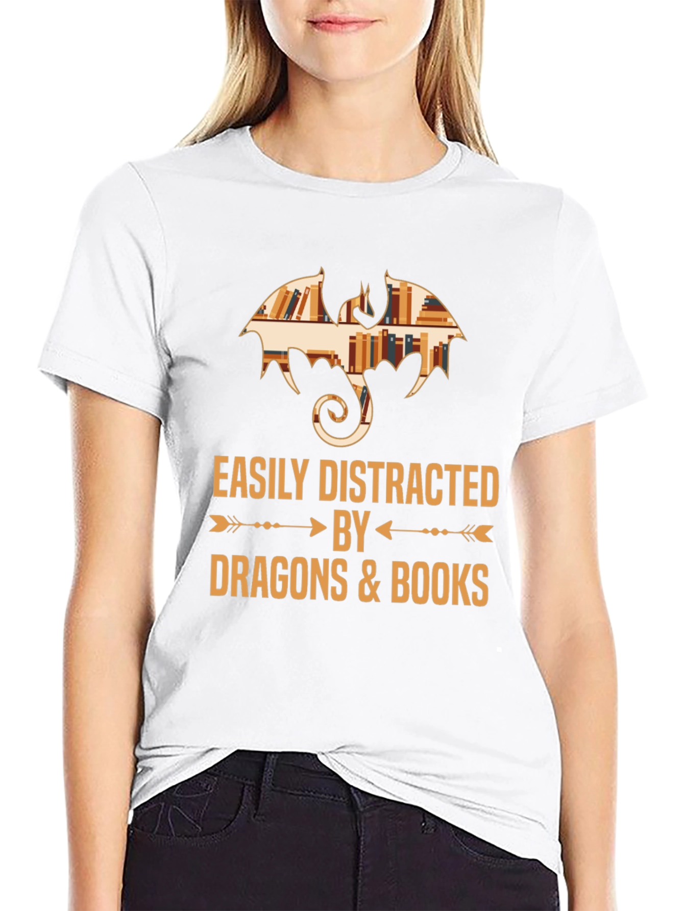 Easily Distracted by Dragons & Books T-Shirt