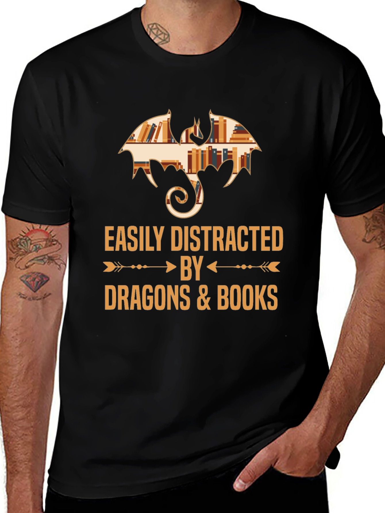 Easily Distracted by Dragons & Books T-Shirt