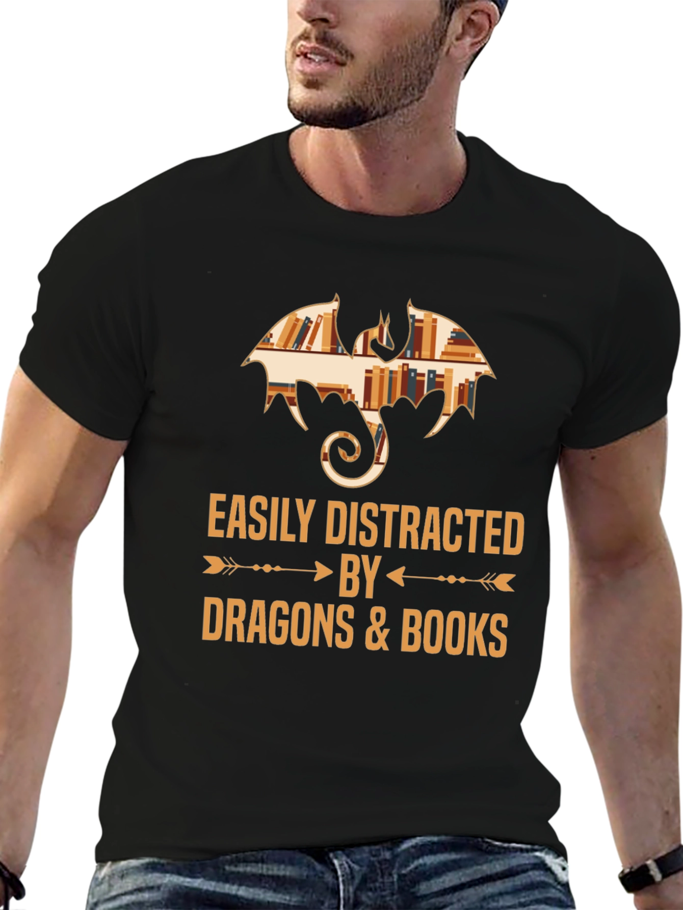 Easily Distracted by Dragons & Books T-Shirt
