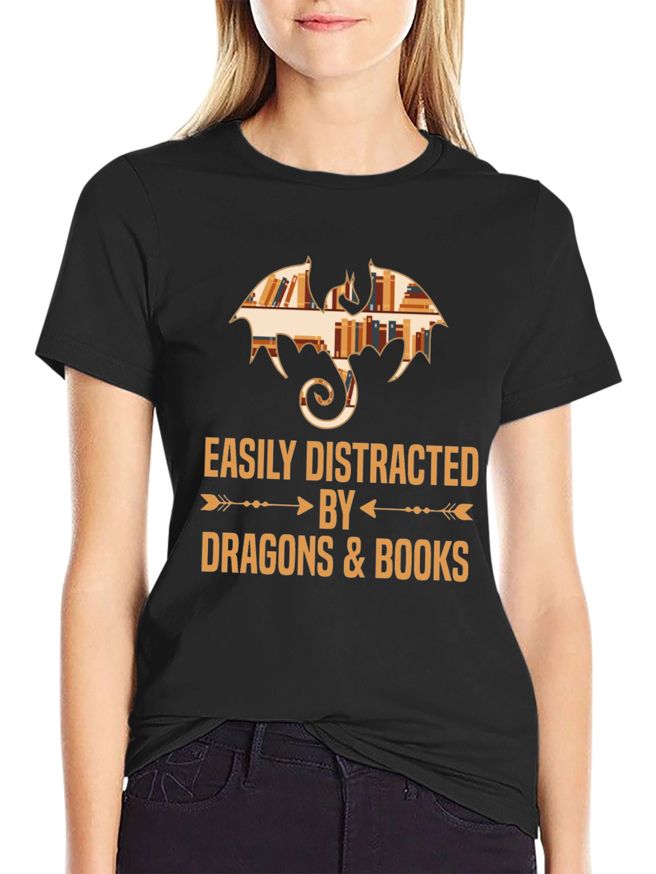 Easily Distracted by Dragons & Books T-Shirt