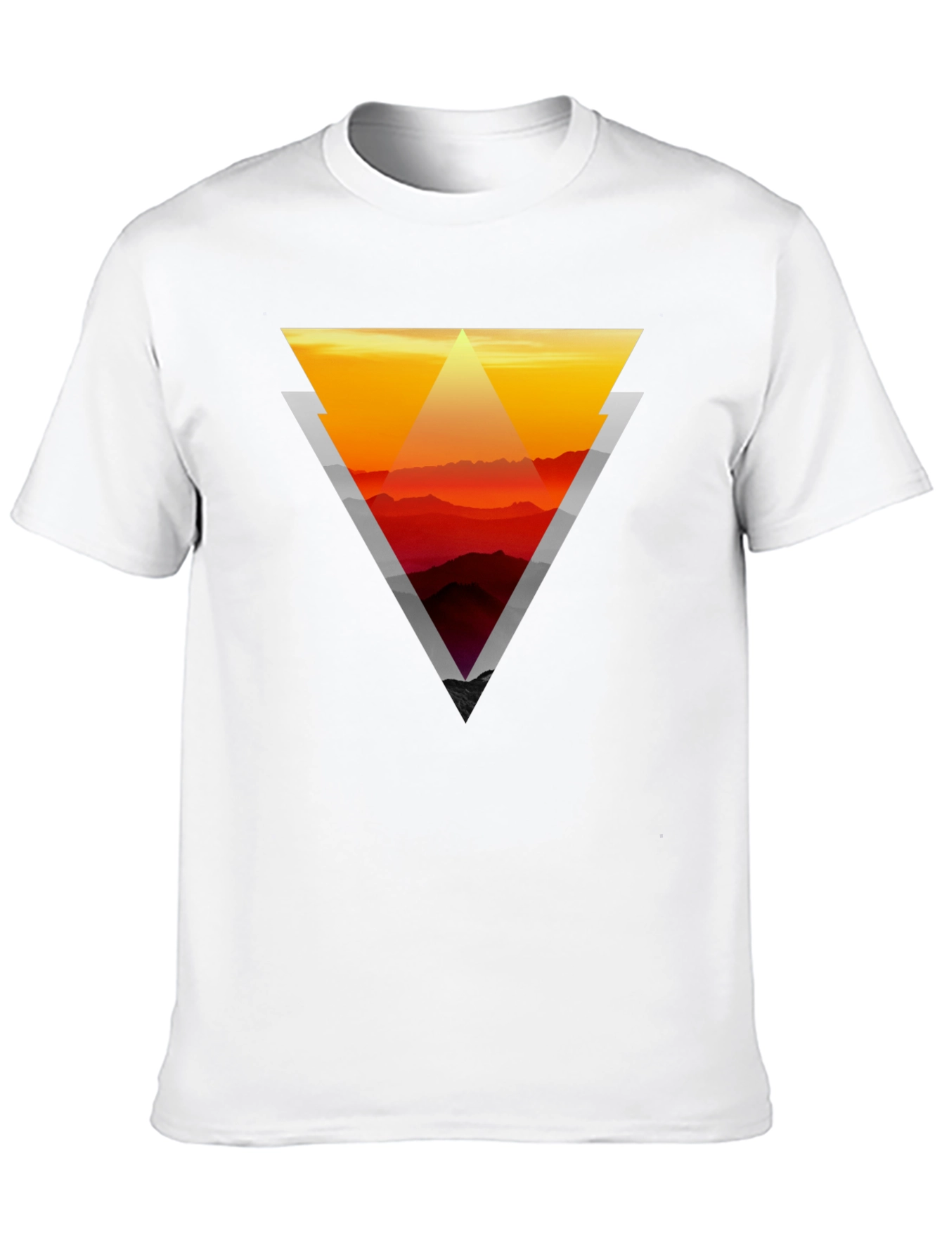 Geometric Sunset Graphic Tee - Stylish Mens Black T-Shirt